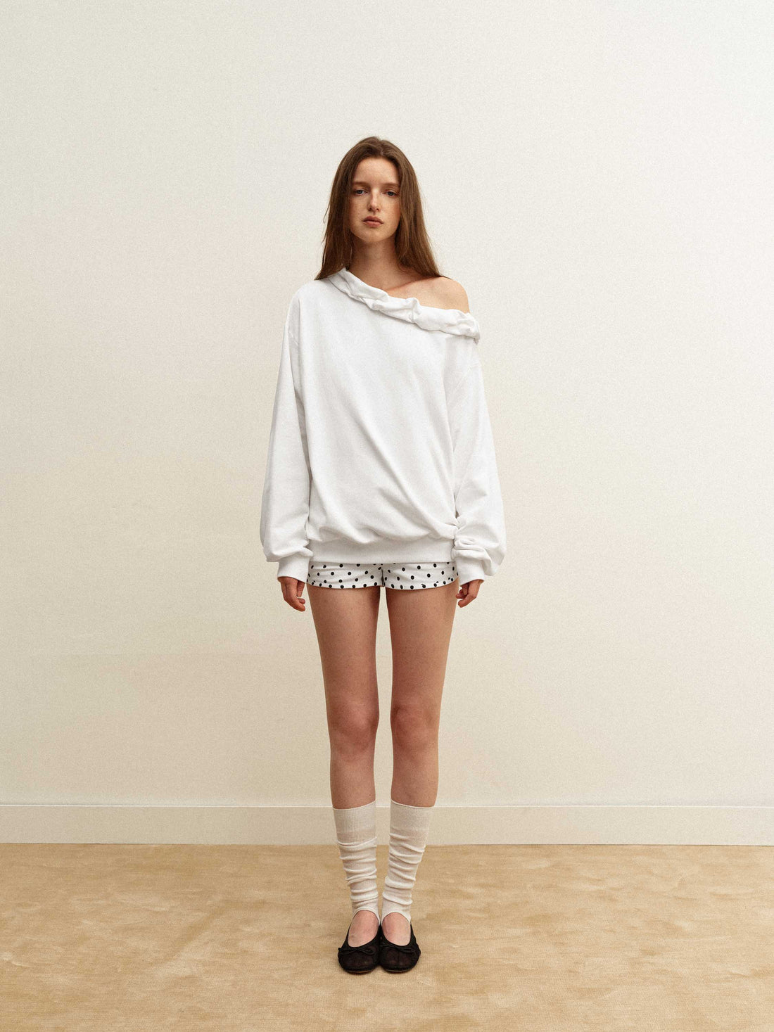 Off-Shoulder Ruffle Sweatshirt