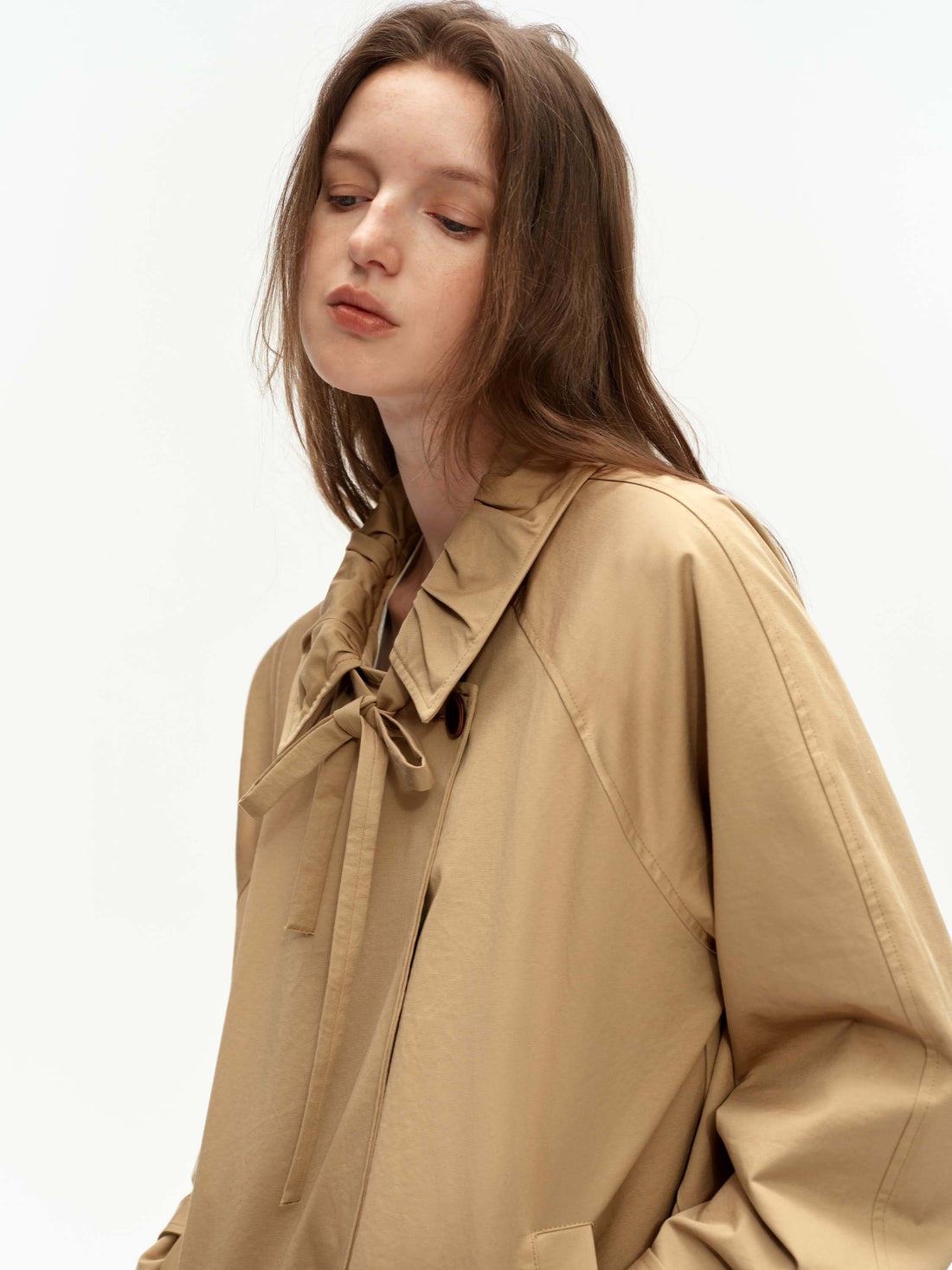 Bow-Tie Cropped Trench Jacket