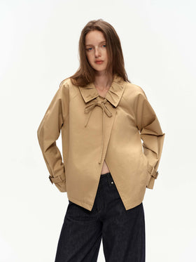 Bow-Tie Cropped Trench Jacket