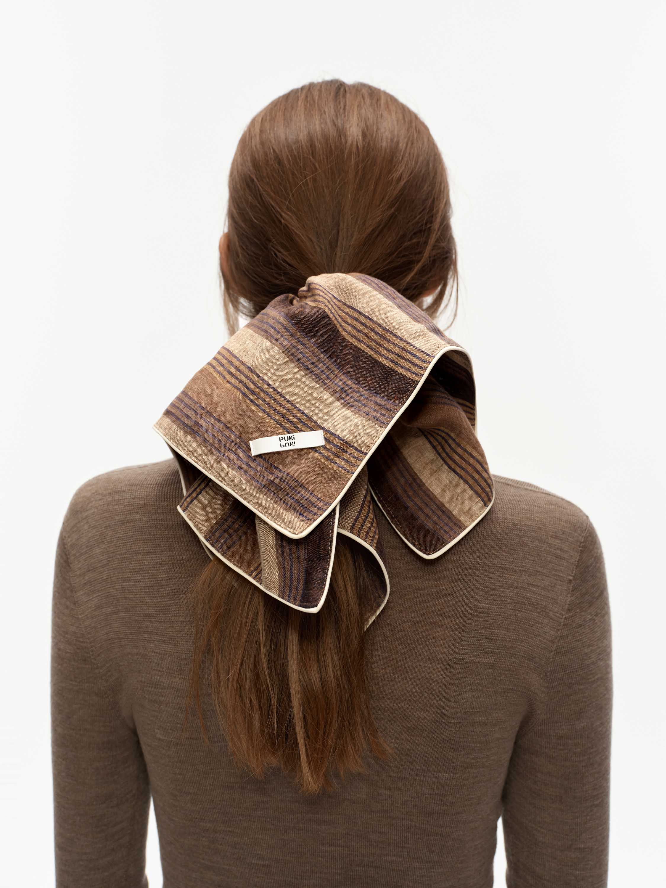 Striped Linen Scarf Scrunchie