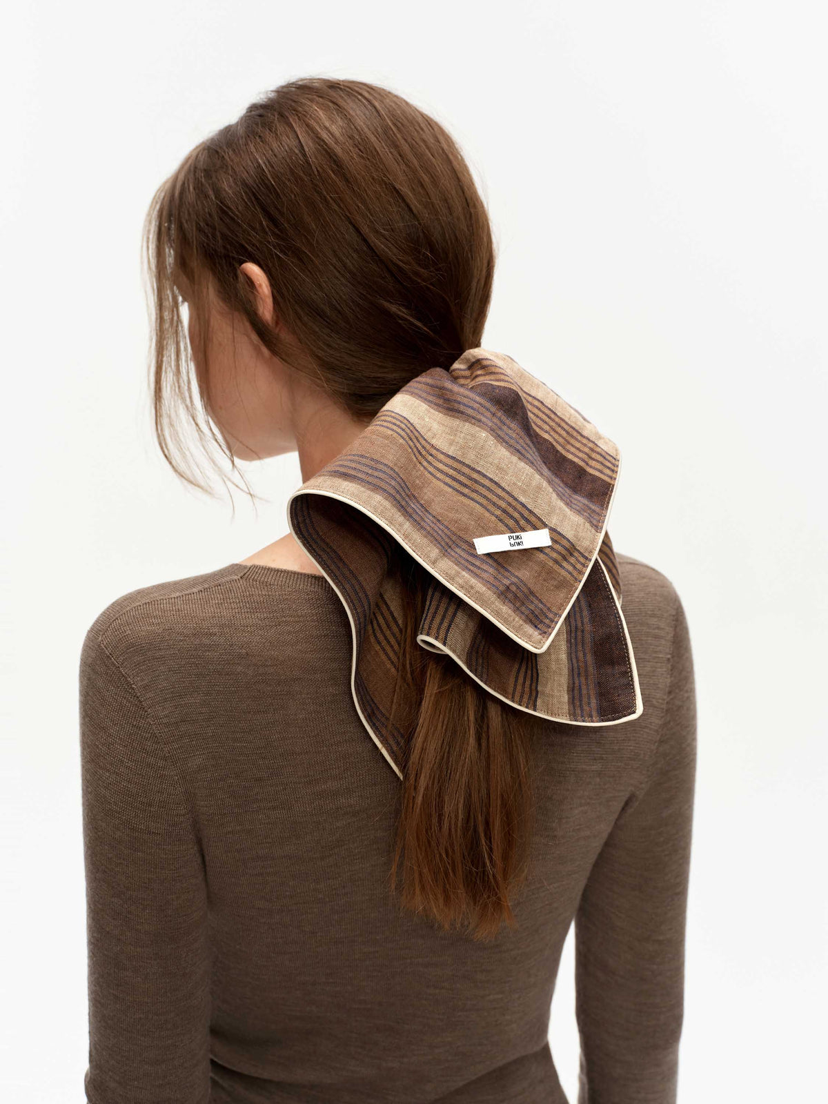 Striped Linen Scarf Scrunchie