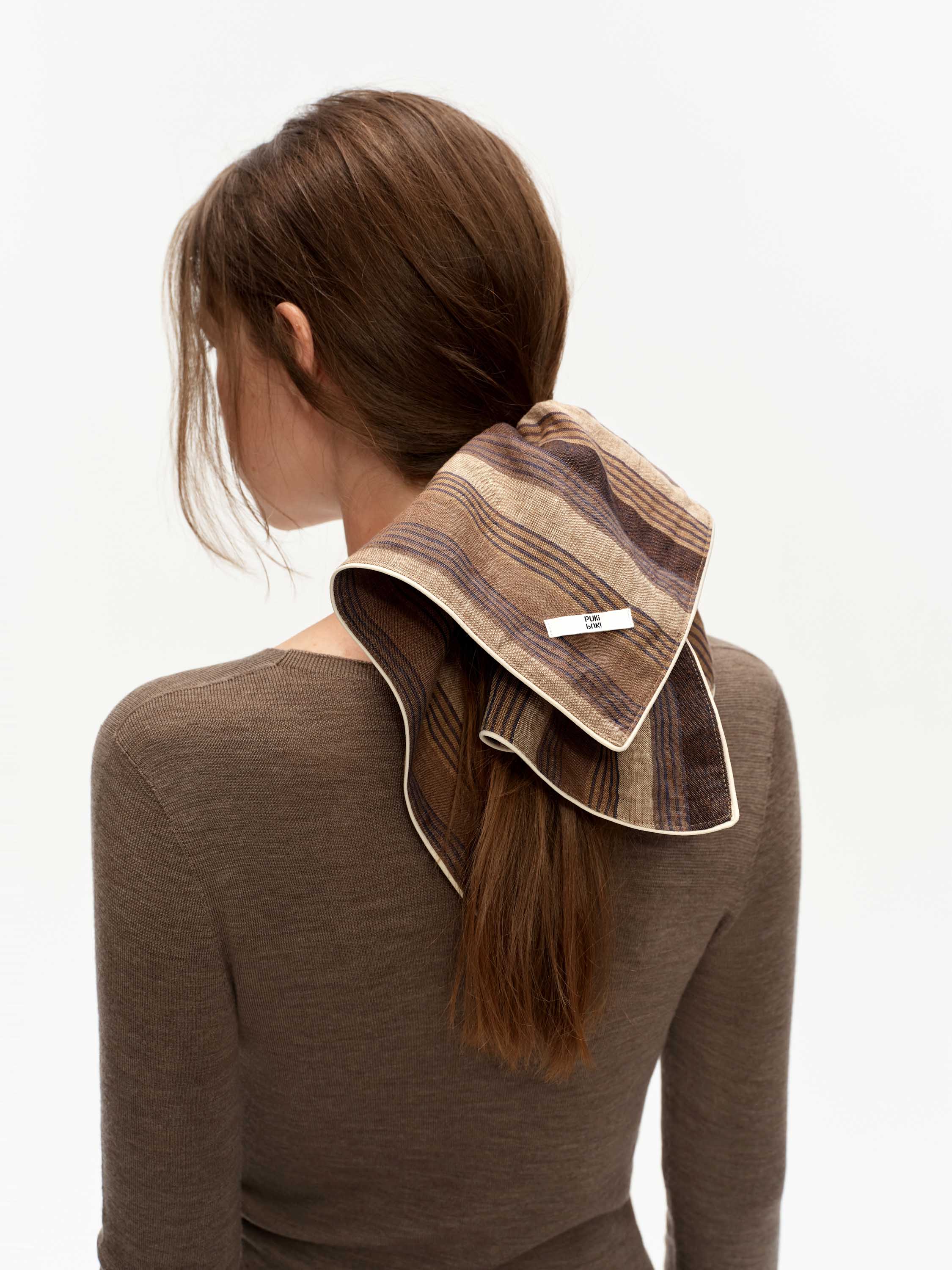 Striped Linen Scarf Scrunchie