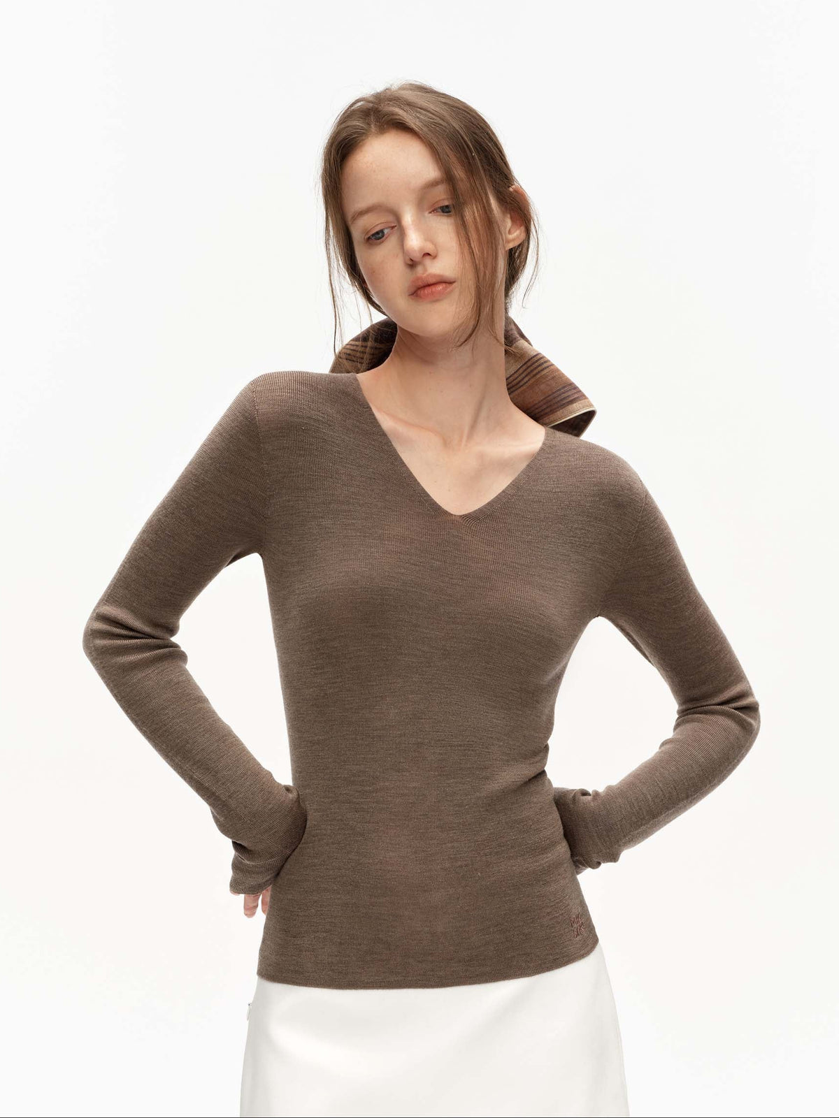 Seamless Wool V-Neck Top