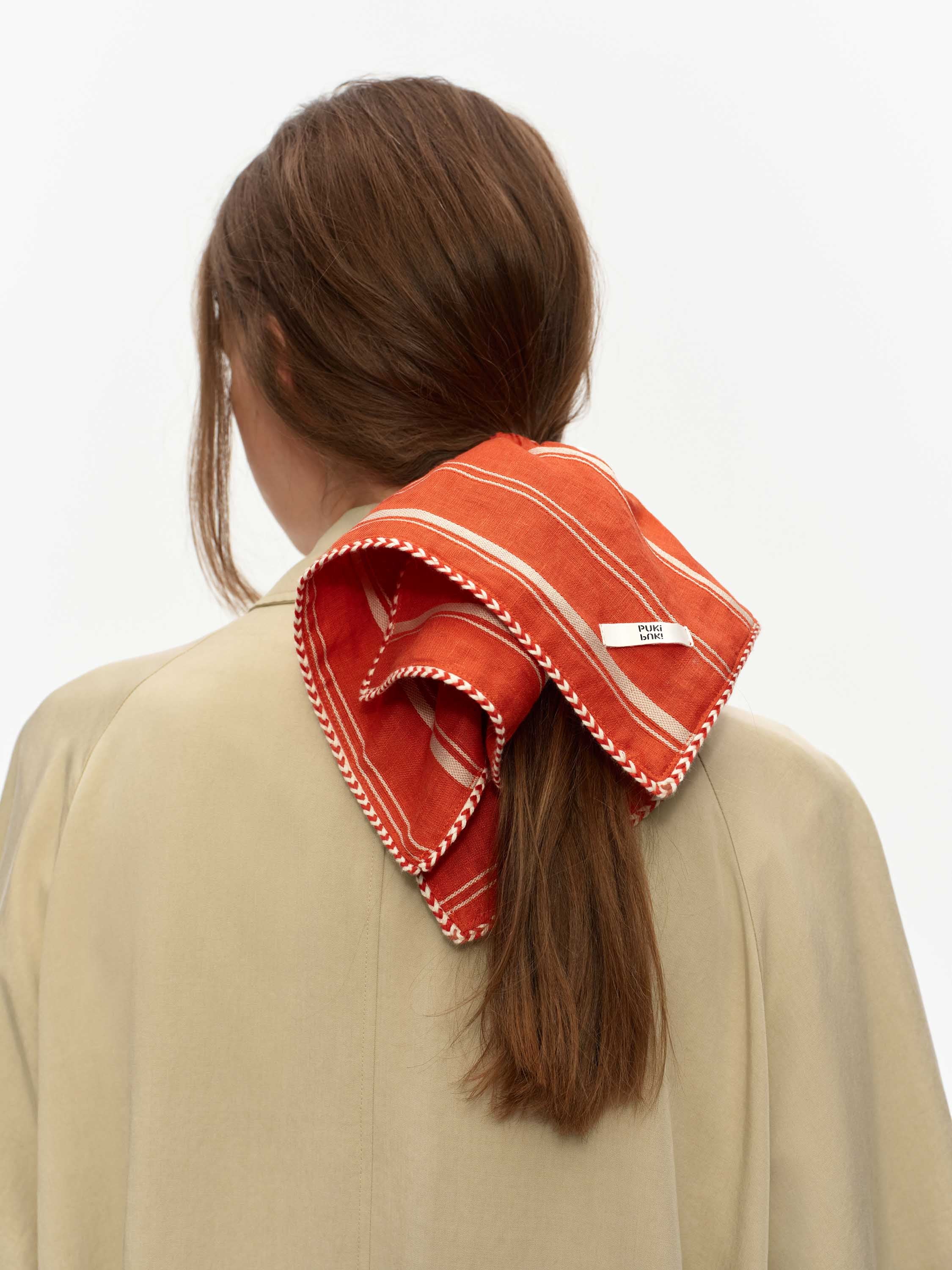 Striped Linen Scarf Scrunchie