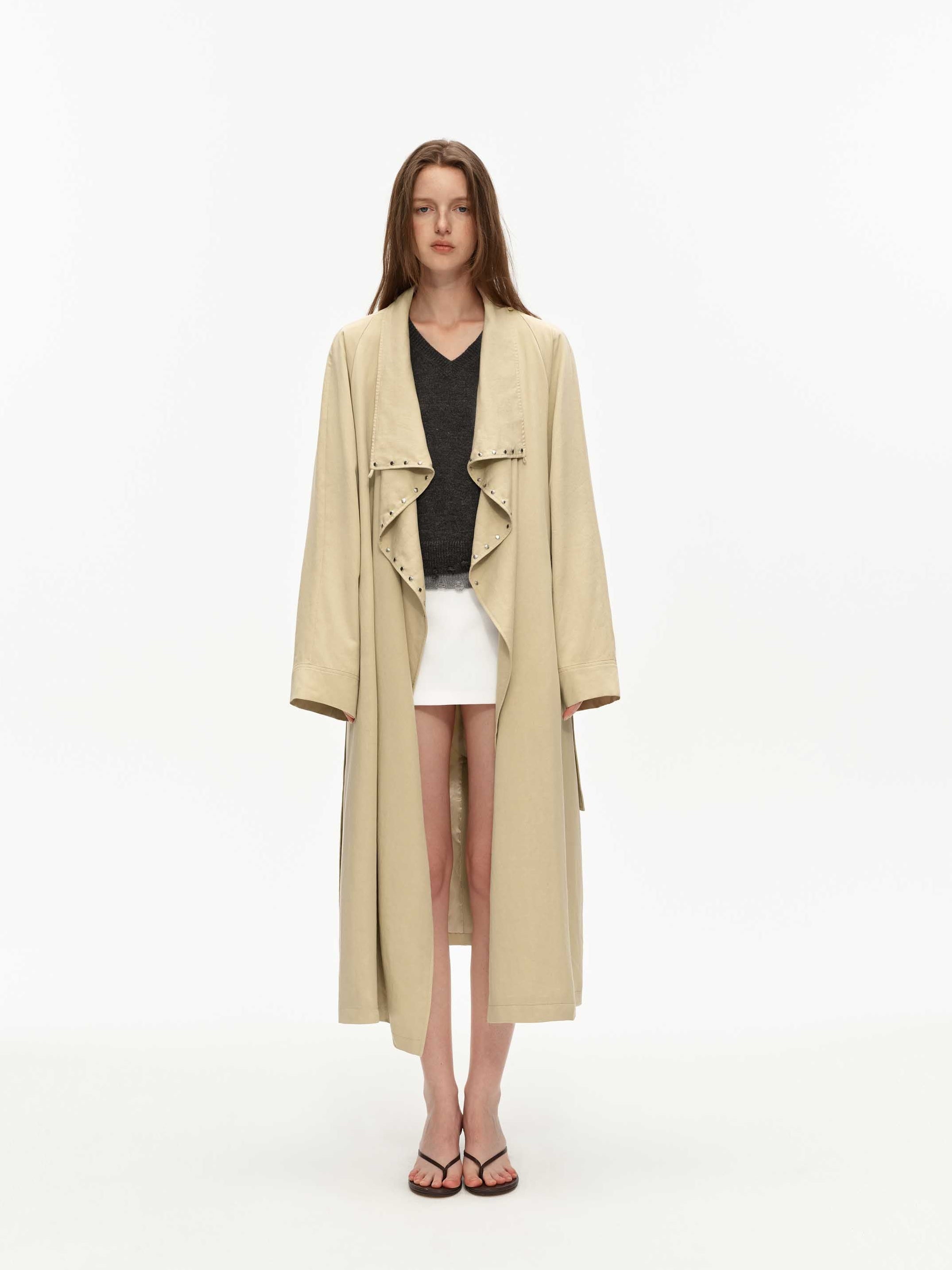 Tencel Draped Trench Coat