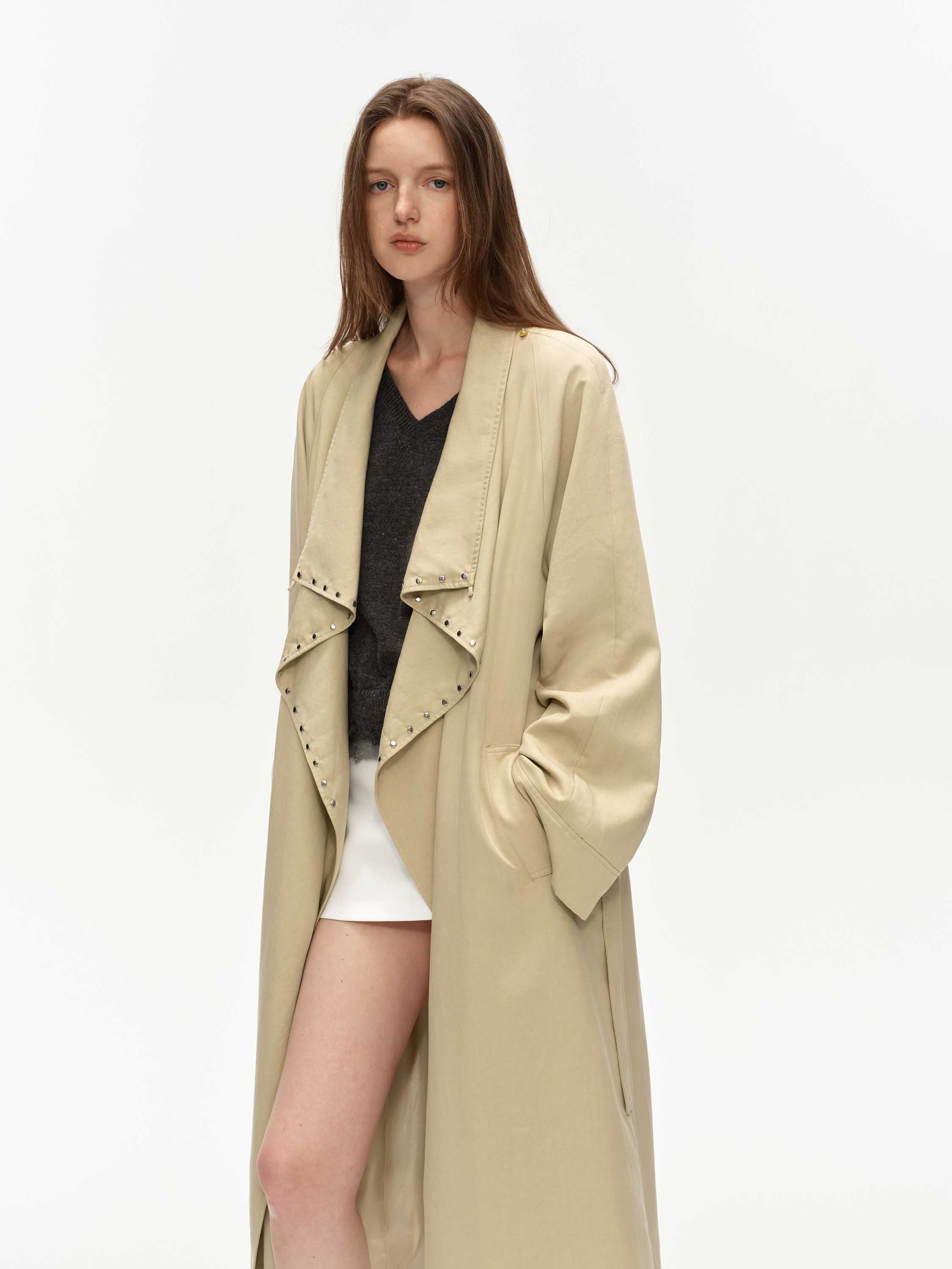 Tencel Draped Trench Coat