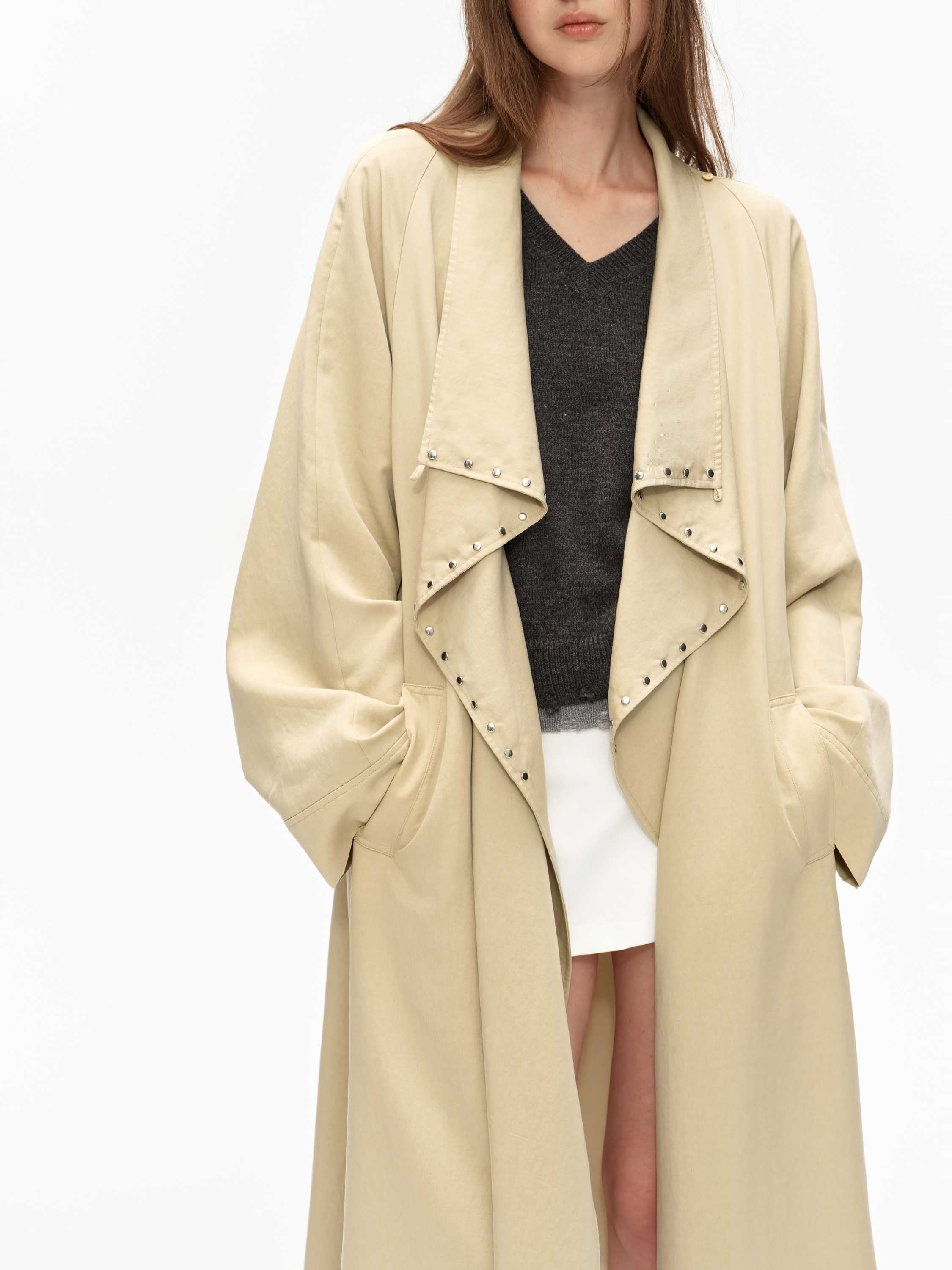 Tencel Draped Trench Coat