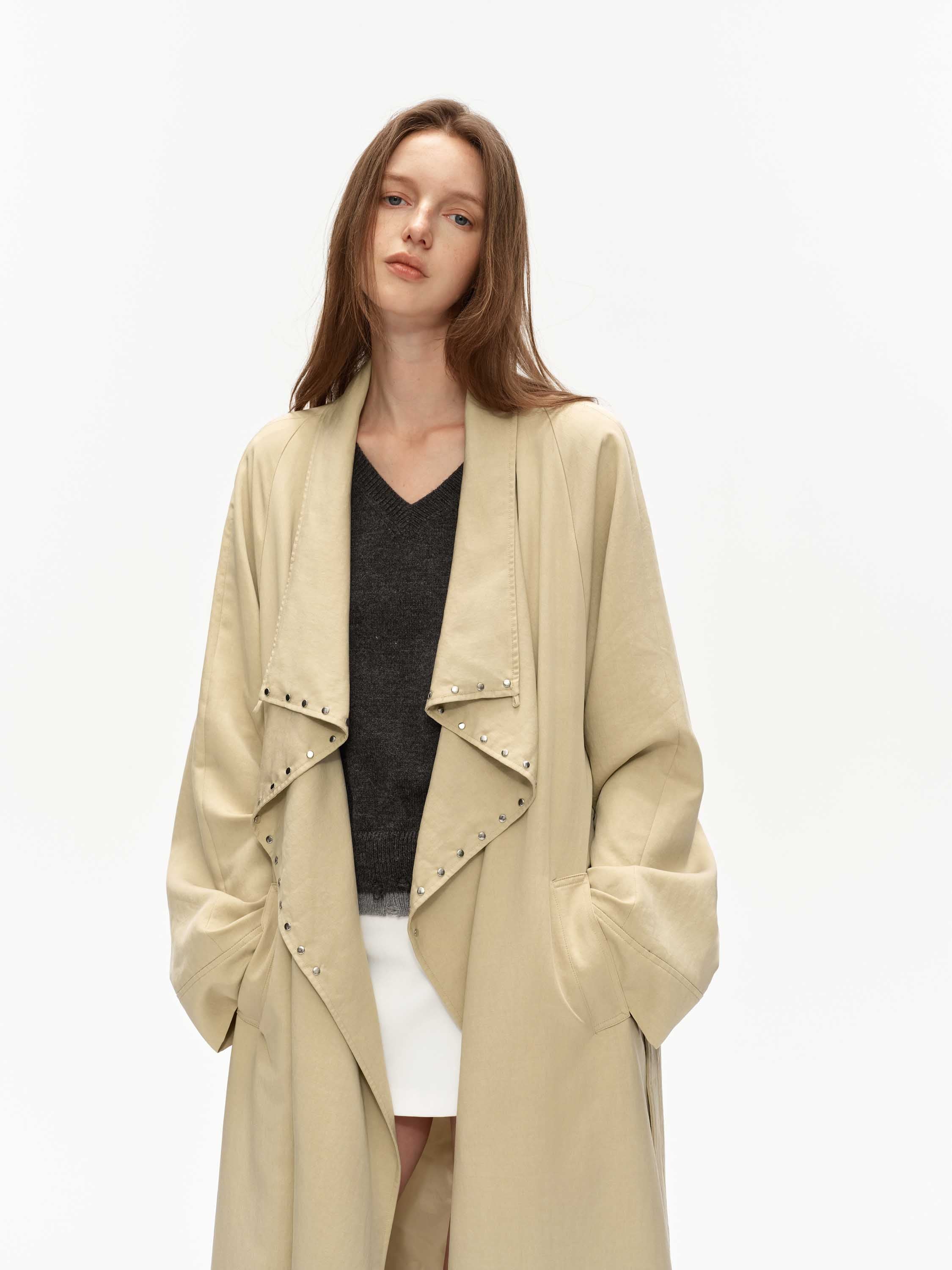 Tencel Draped Trench Coat