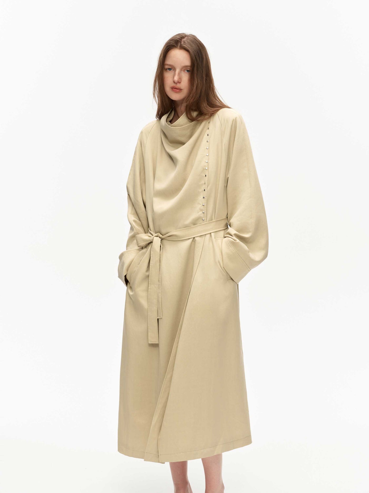 Tencel Draped Trench Coat