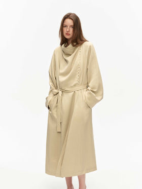 Tencel Draped Trench Coat