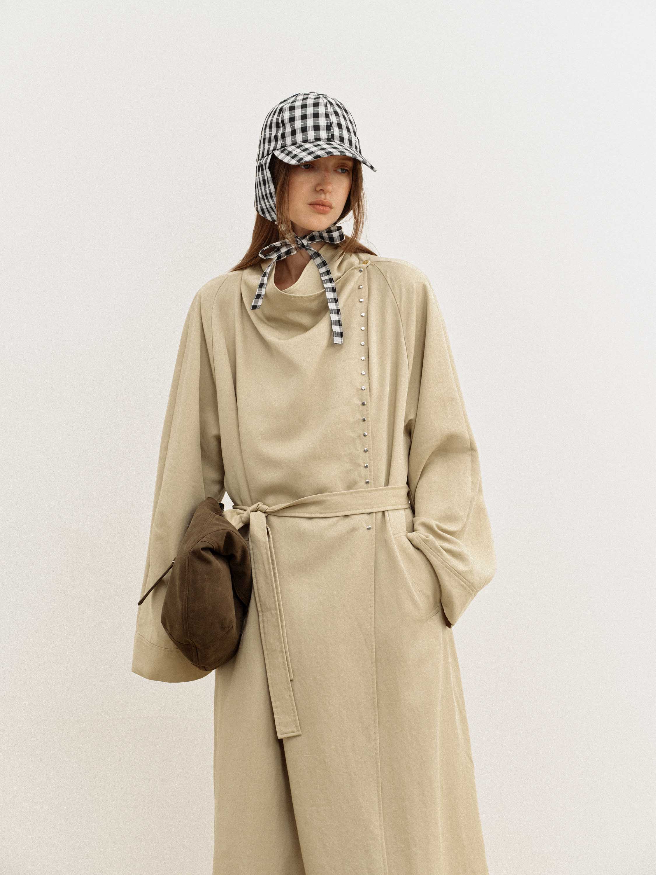 Tencel Draped Trench Coat