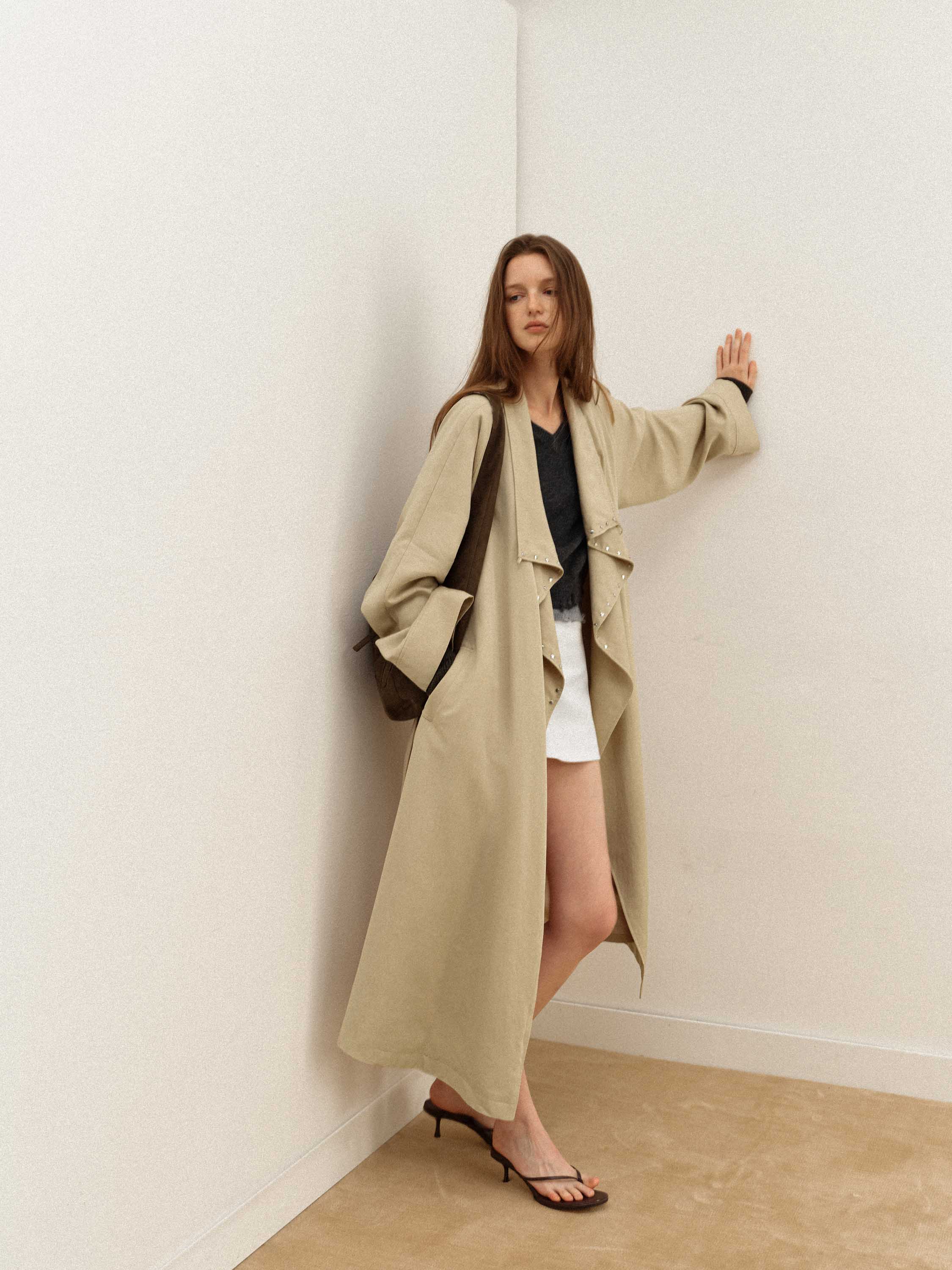 Tencel Draped Trench Coat
