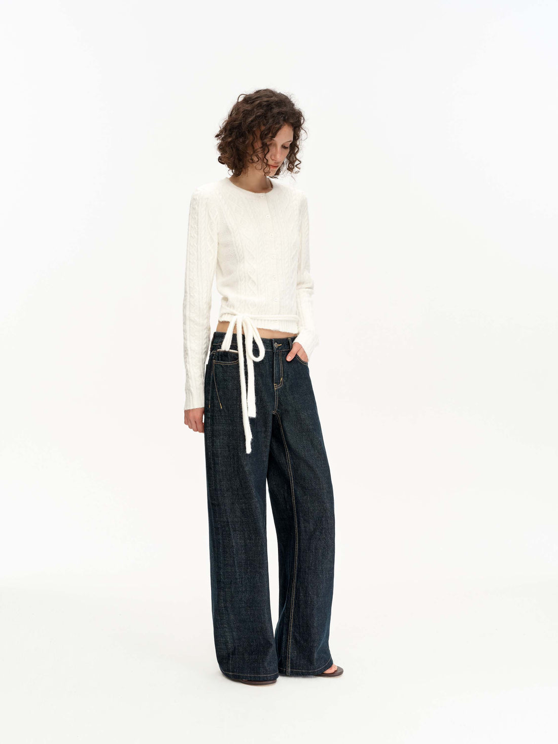 Cable Knit Wool Cardigan