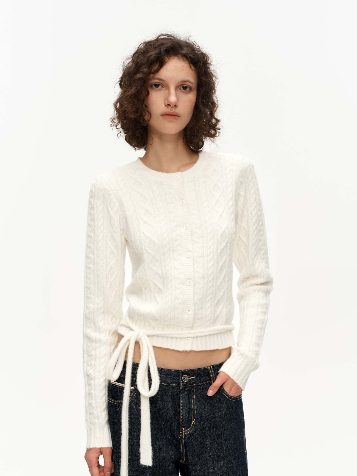 Cable Knit Wool Cardigan