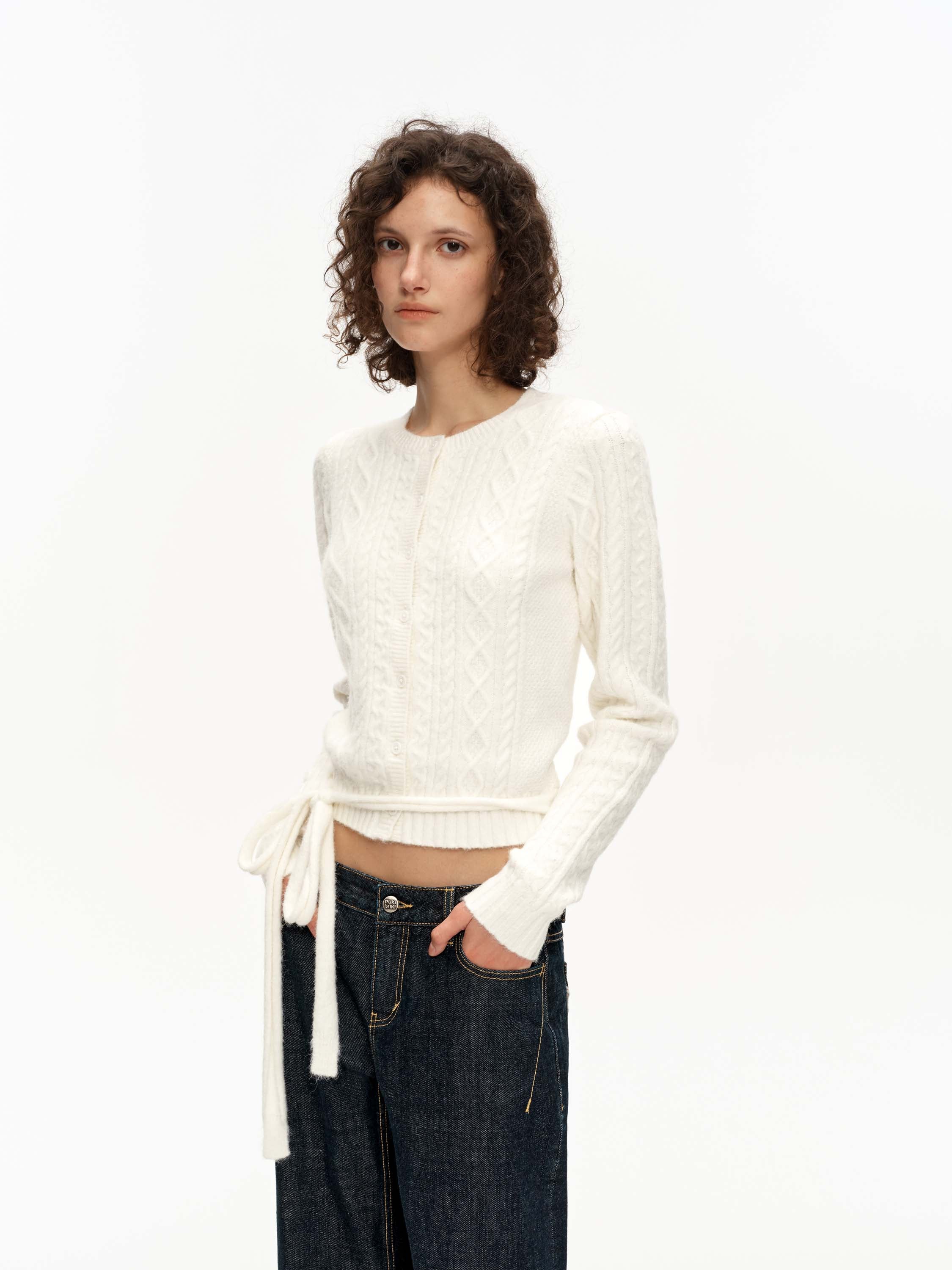 Cable Knit Wool Cardigan