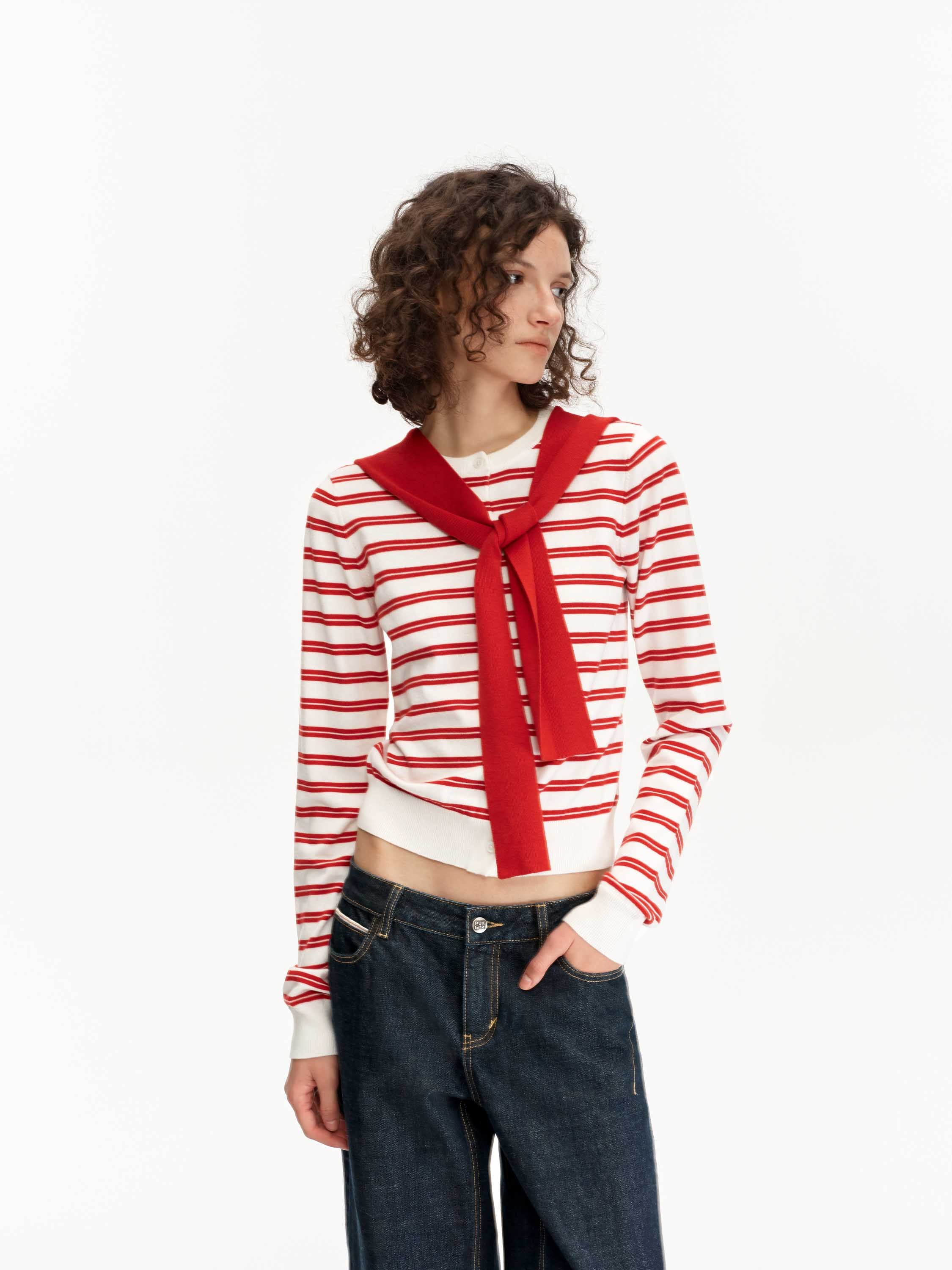 Wool-Blend Striped Cardigan