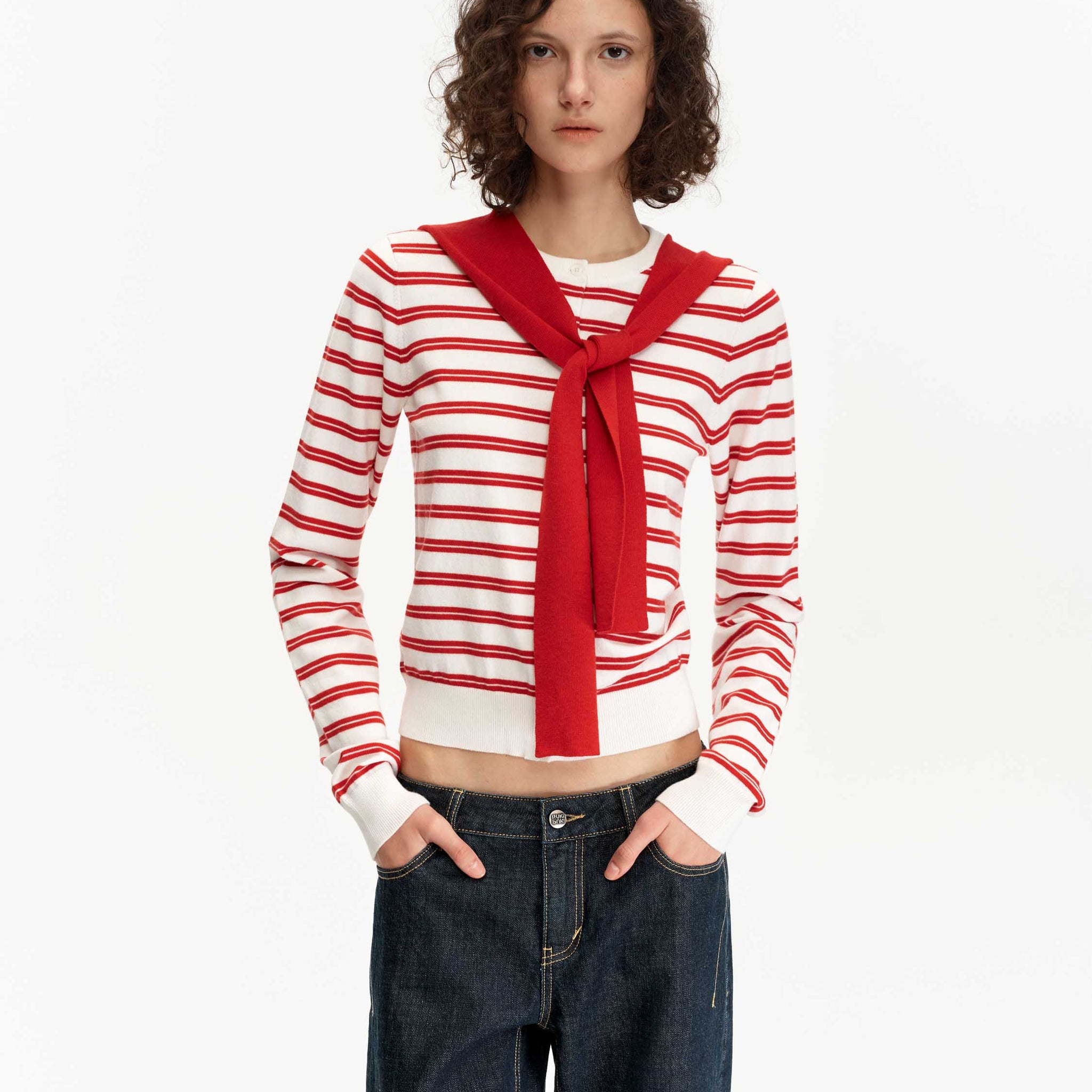 Wool-Blend Striped Cardigan