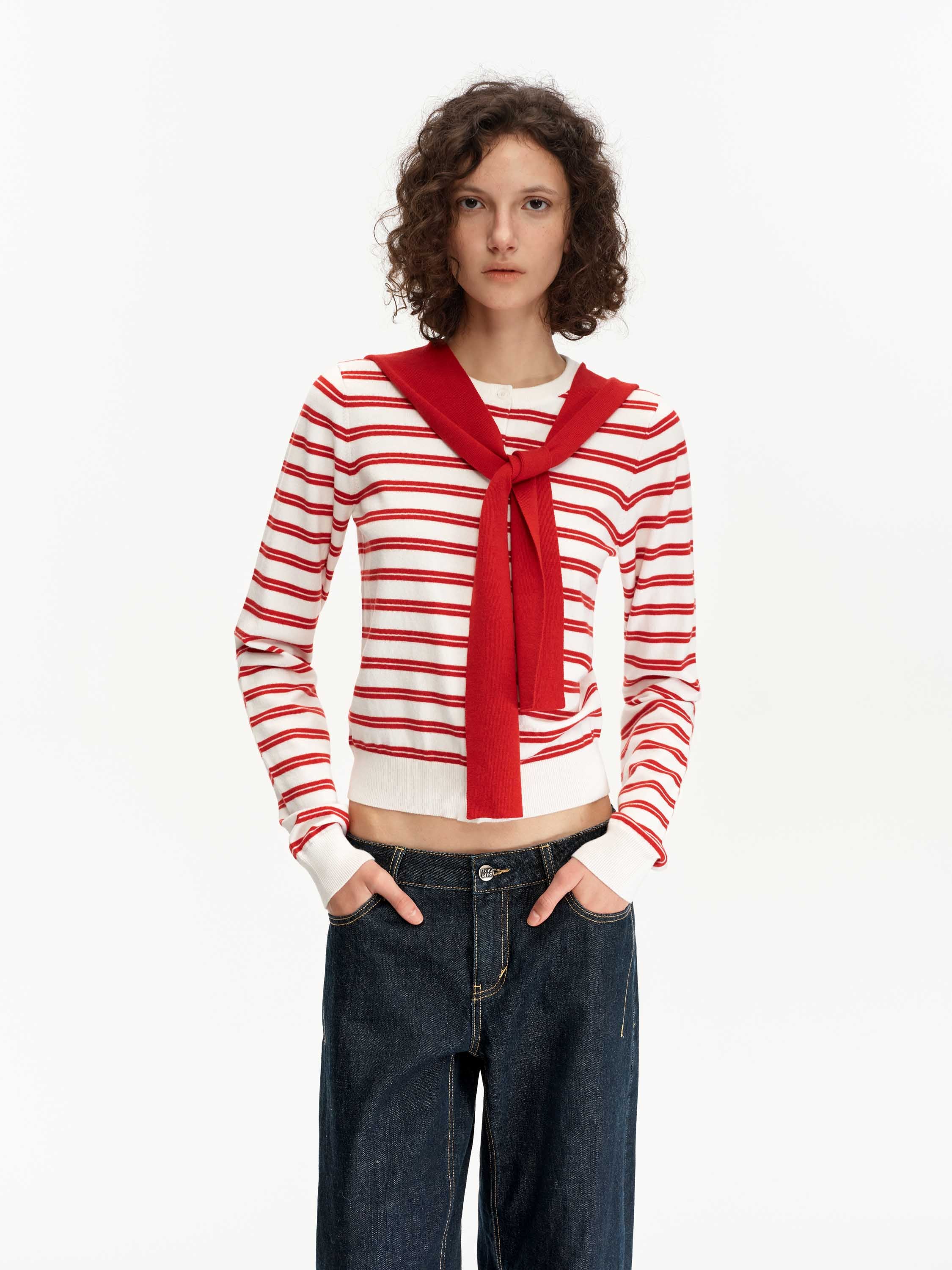 Wool-Blend Striped Cardigan