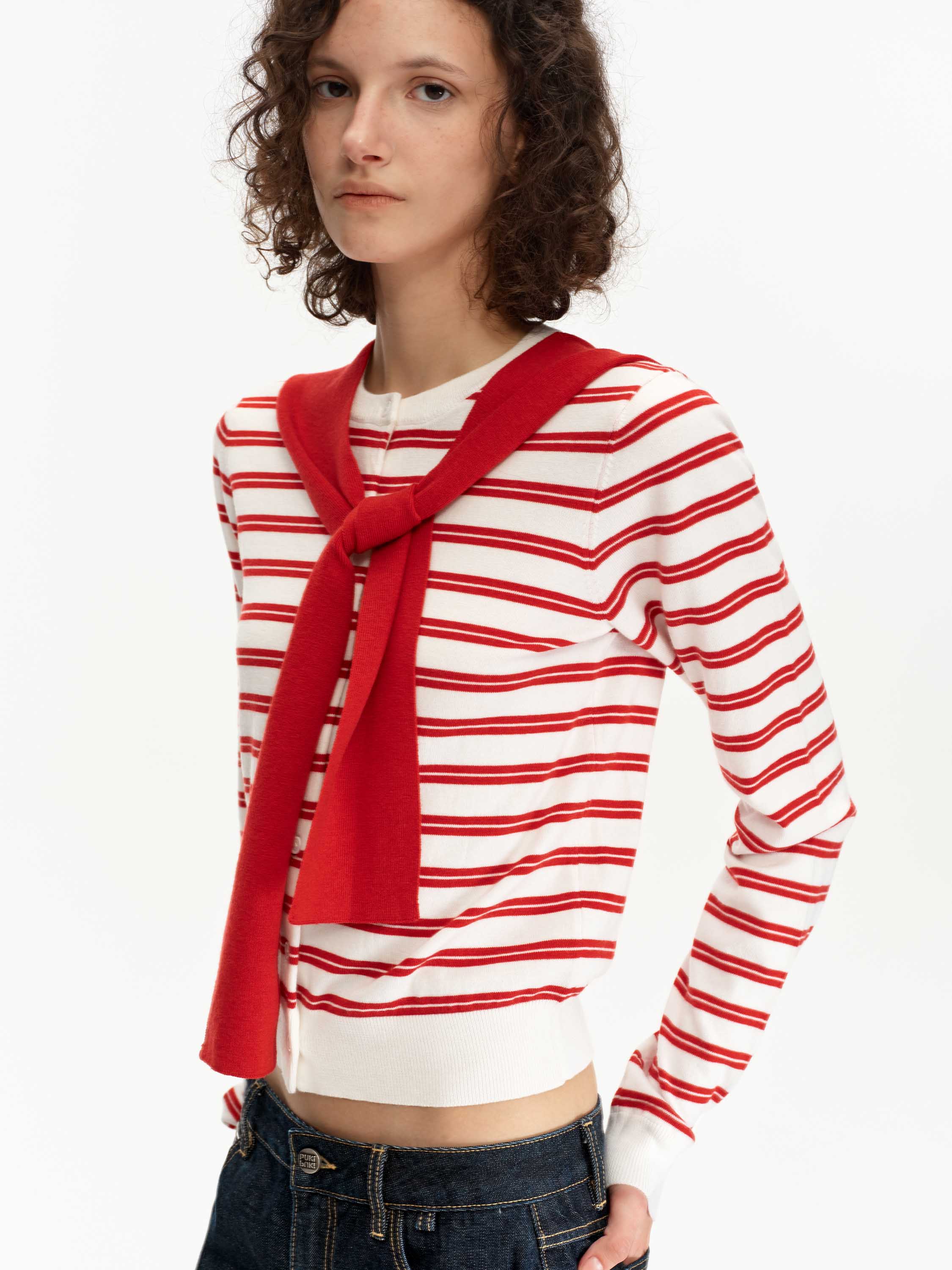 Wool-Blend Striped Cardigan