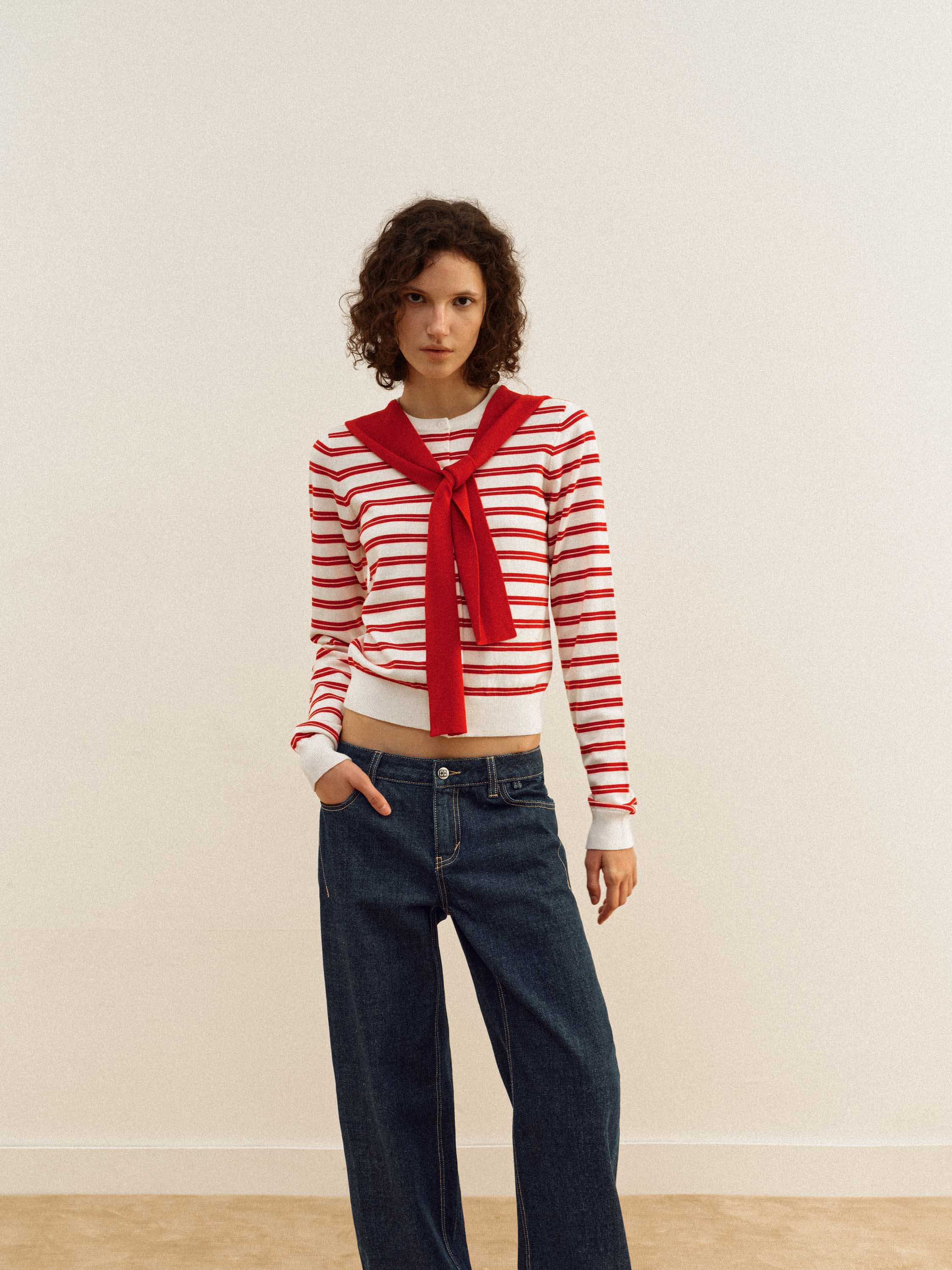 Wool-Blend Striped Cardigan