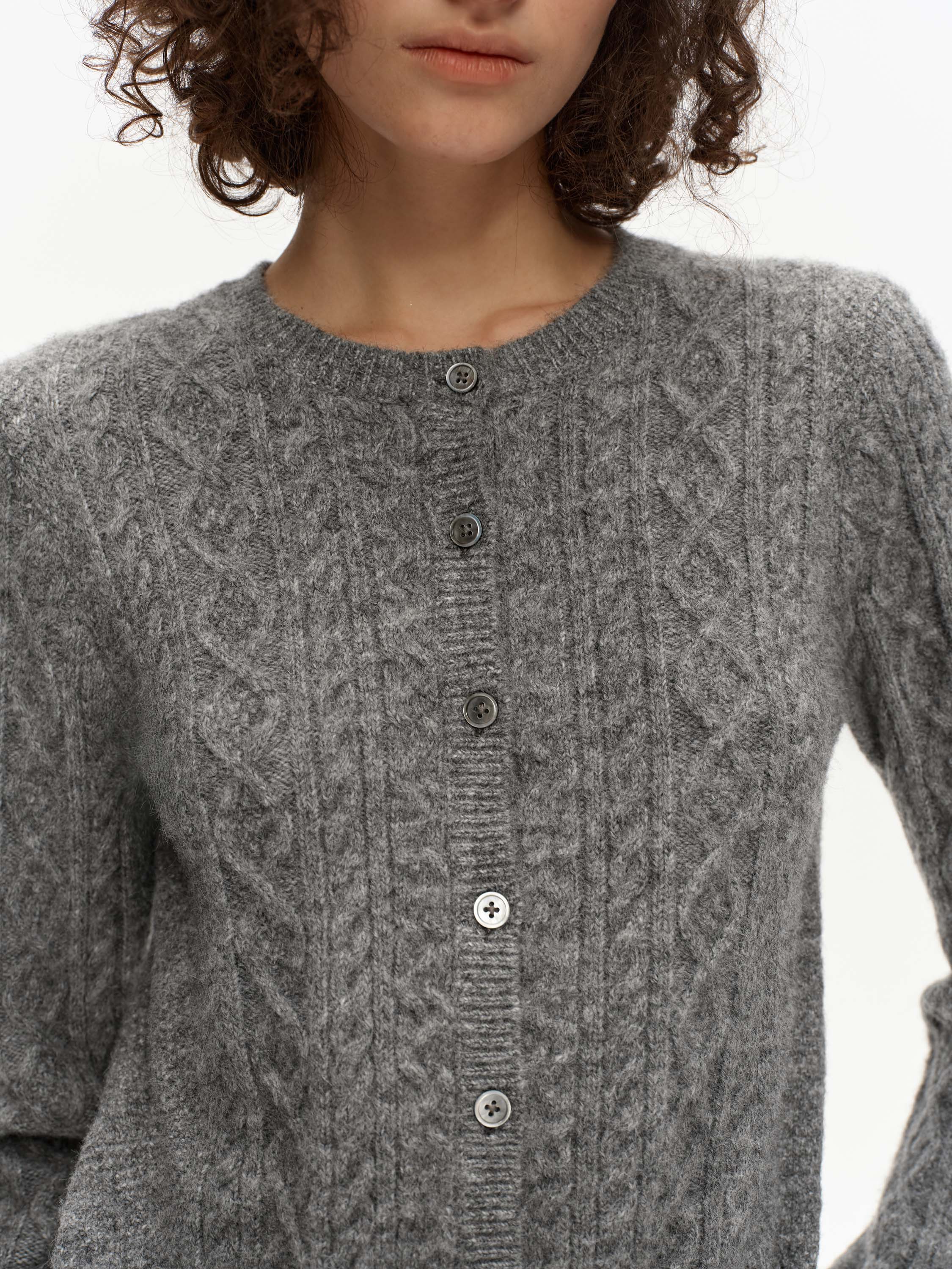 Cable Knit Wool Cardigan