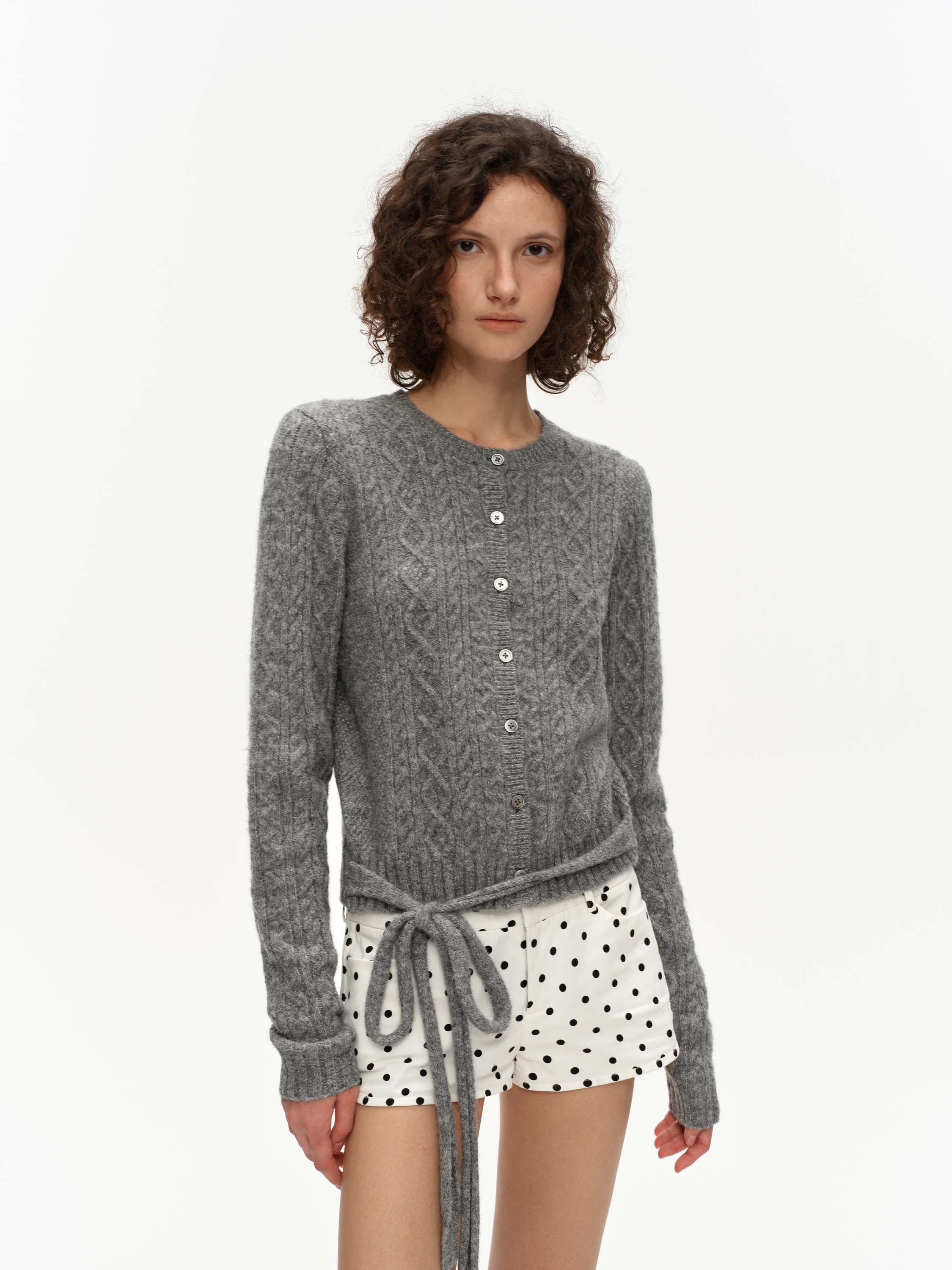 Cable Knit Wool Cardigan