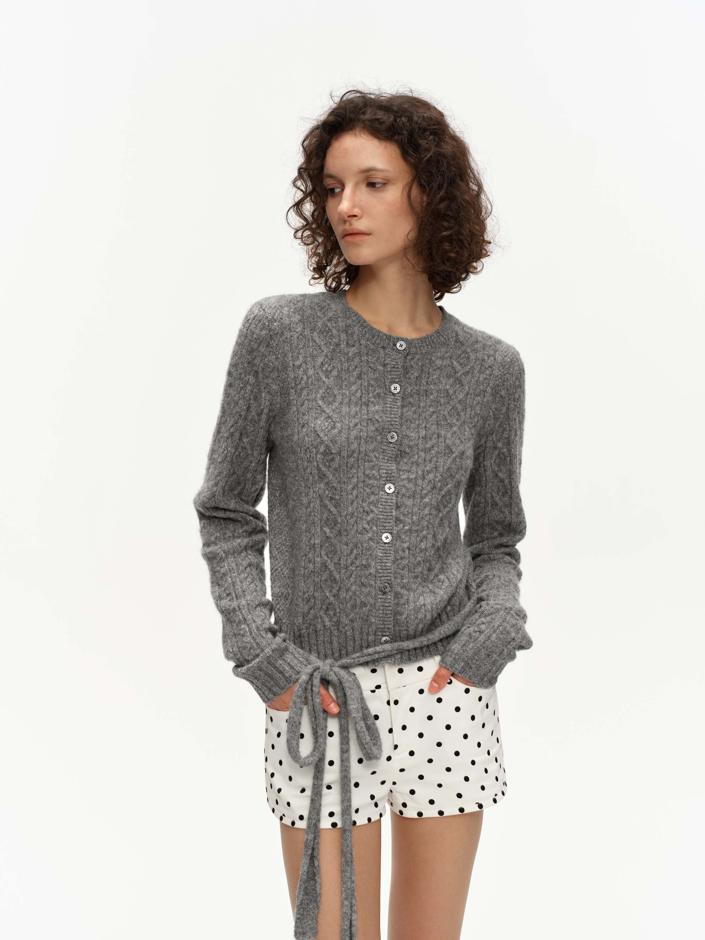 Cable Knit Wool Cardigan