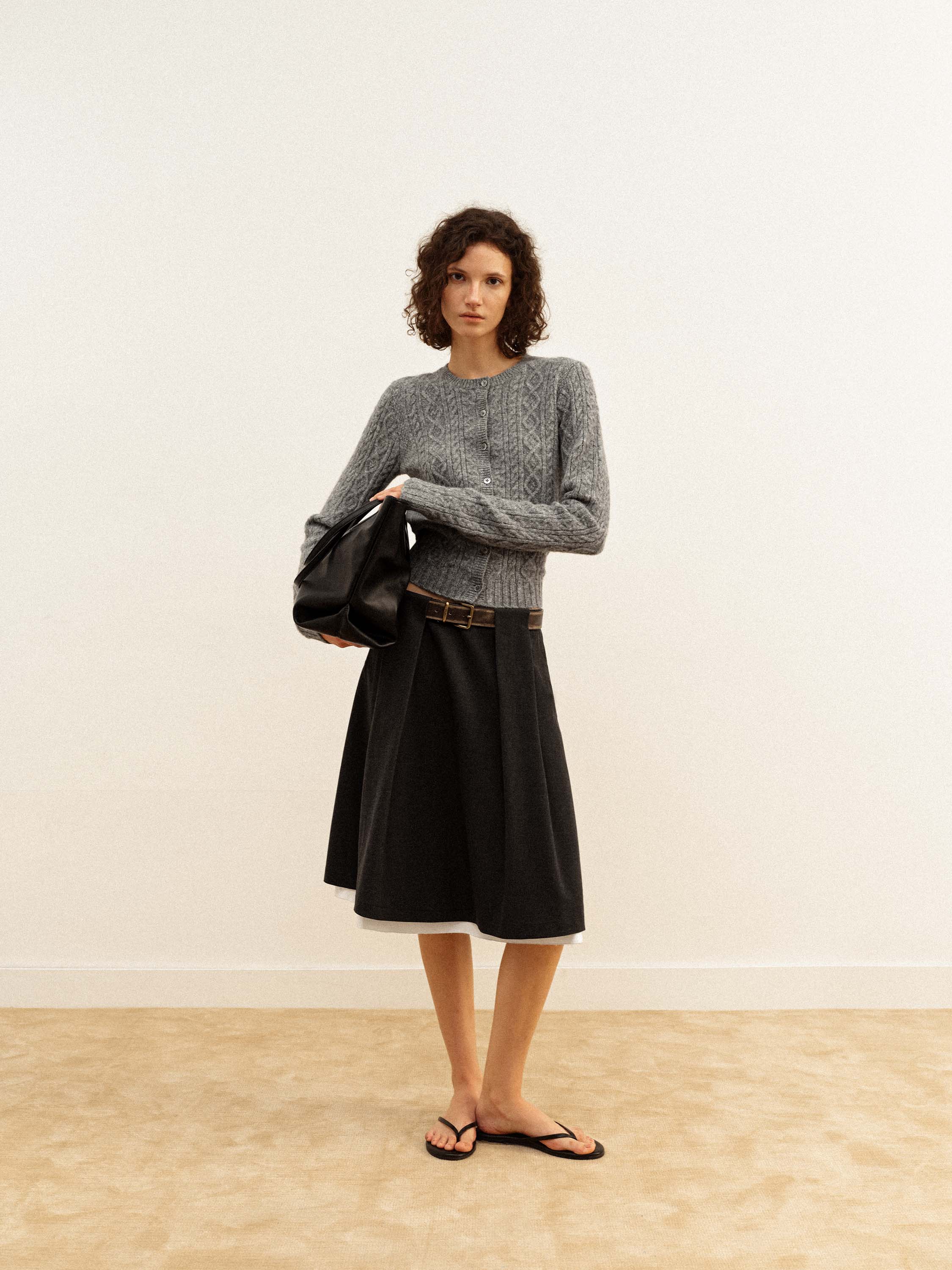 Pleated Half Skirt With Belt Loops