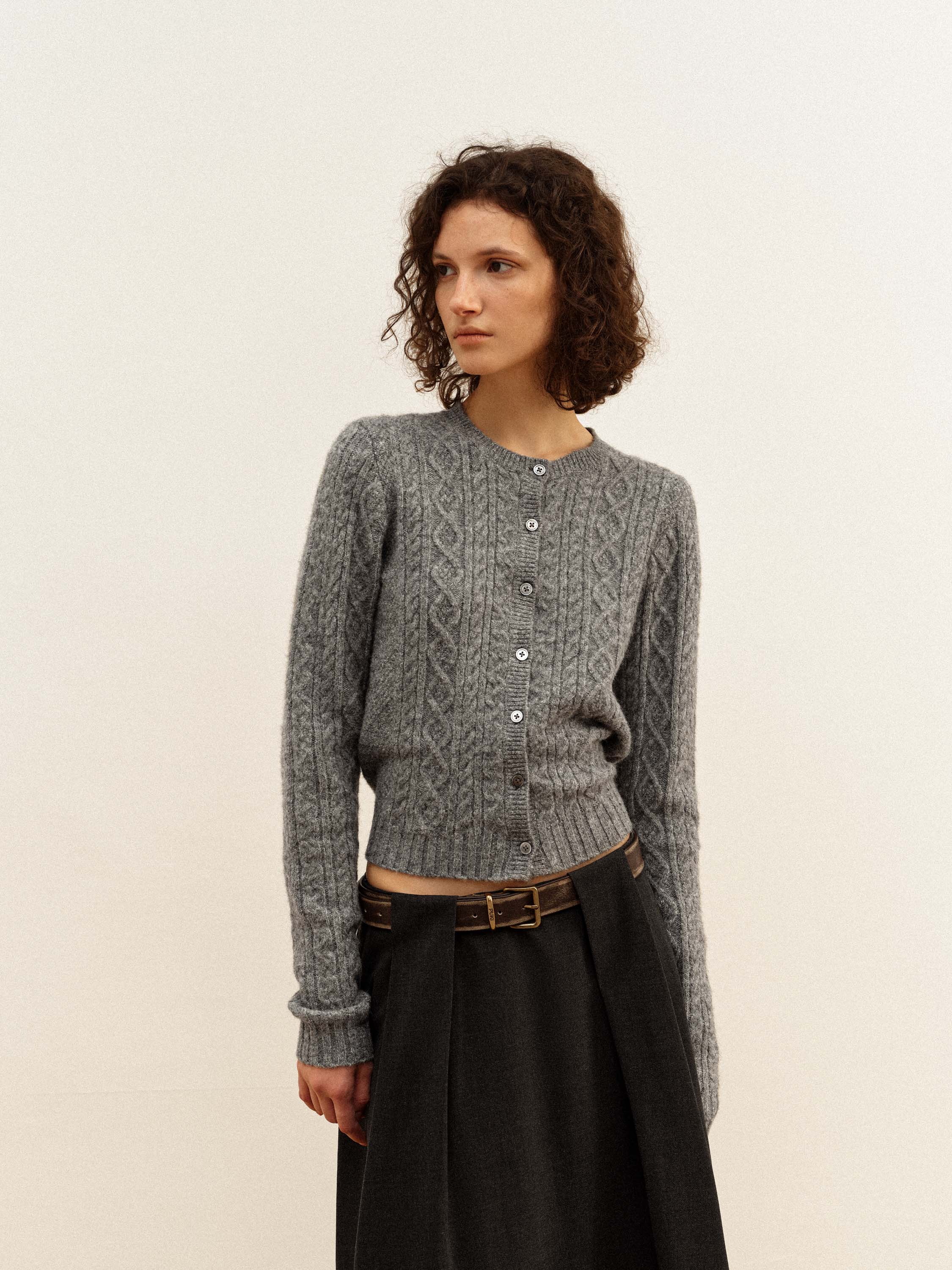 Cable Knit Wool Cardigan
