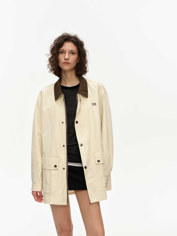 Bow-Back Suede Collar Jacket