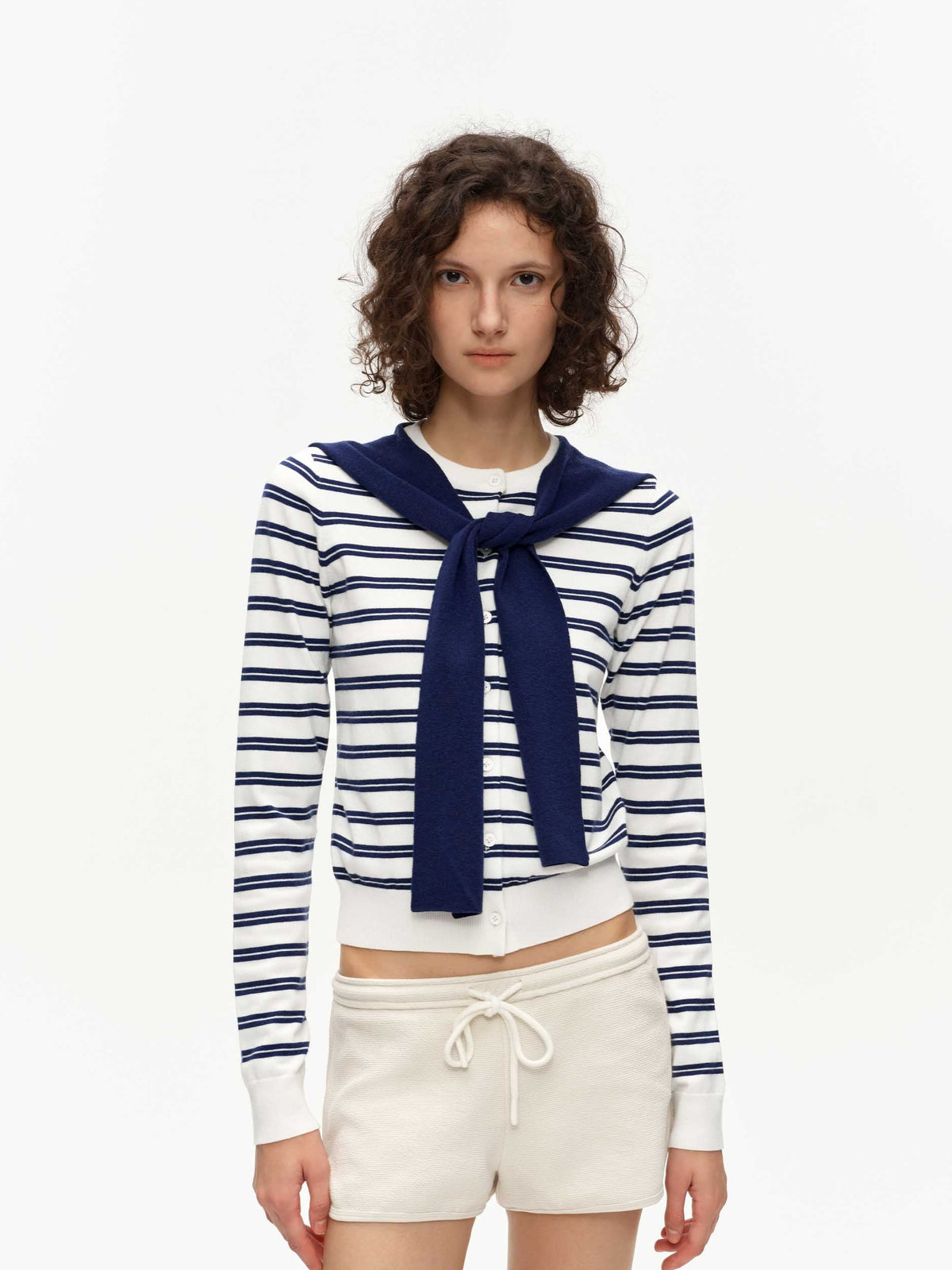 Wool-Blend Striped Cardigan