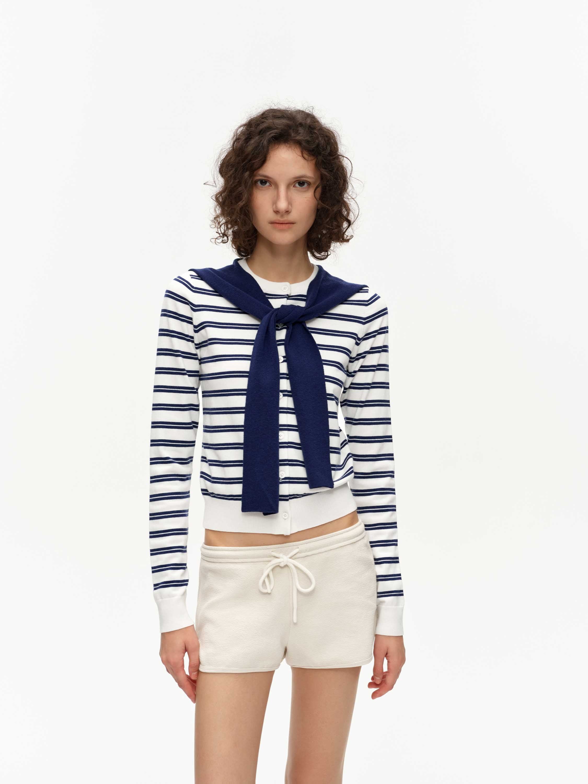 Wool-Blend Striped Cardigan