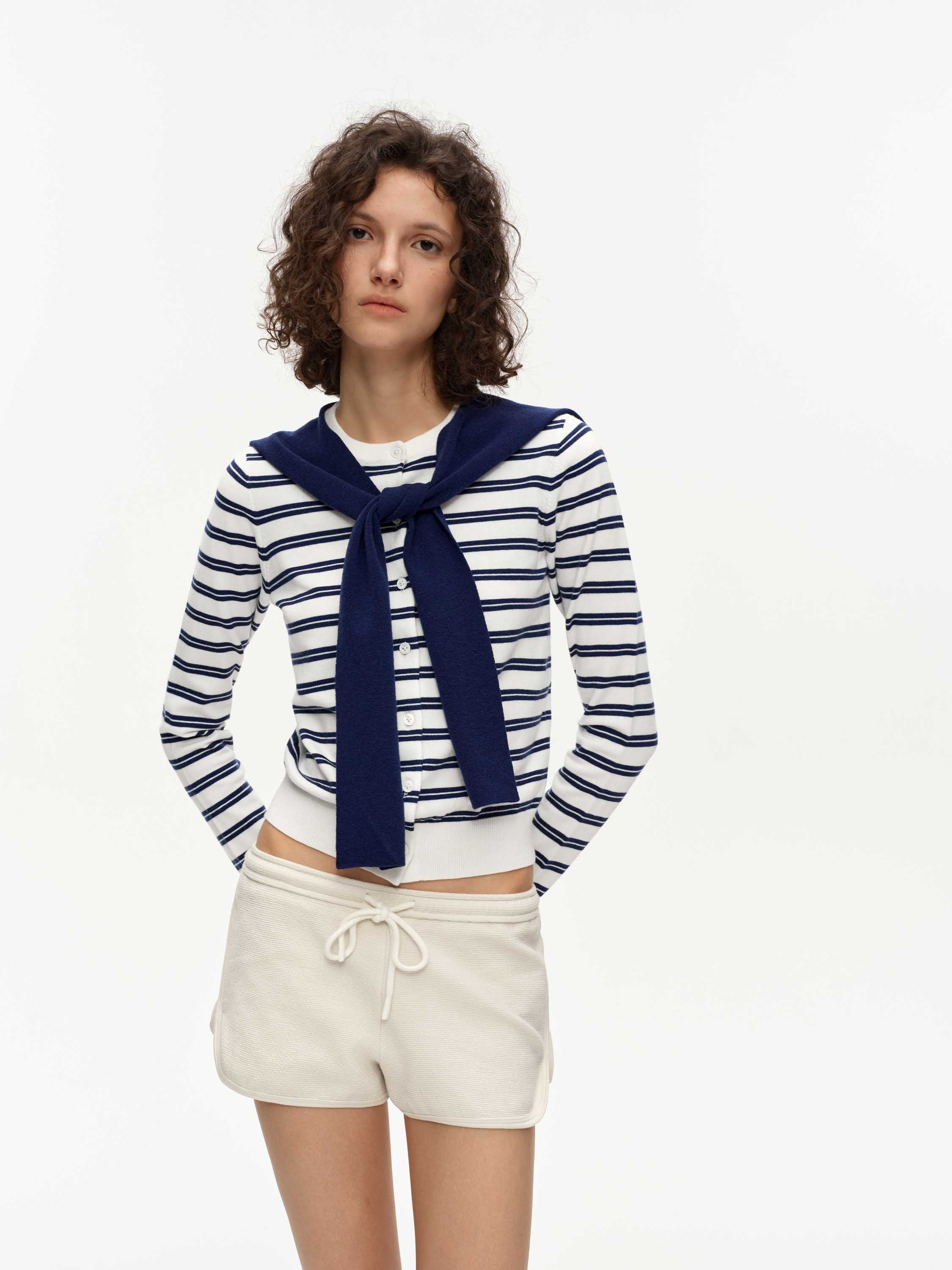 Wool-Blend Striped Cardigan