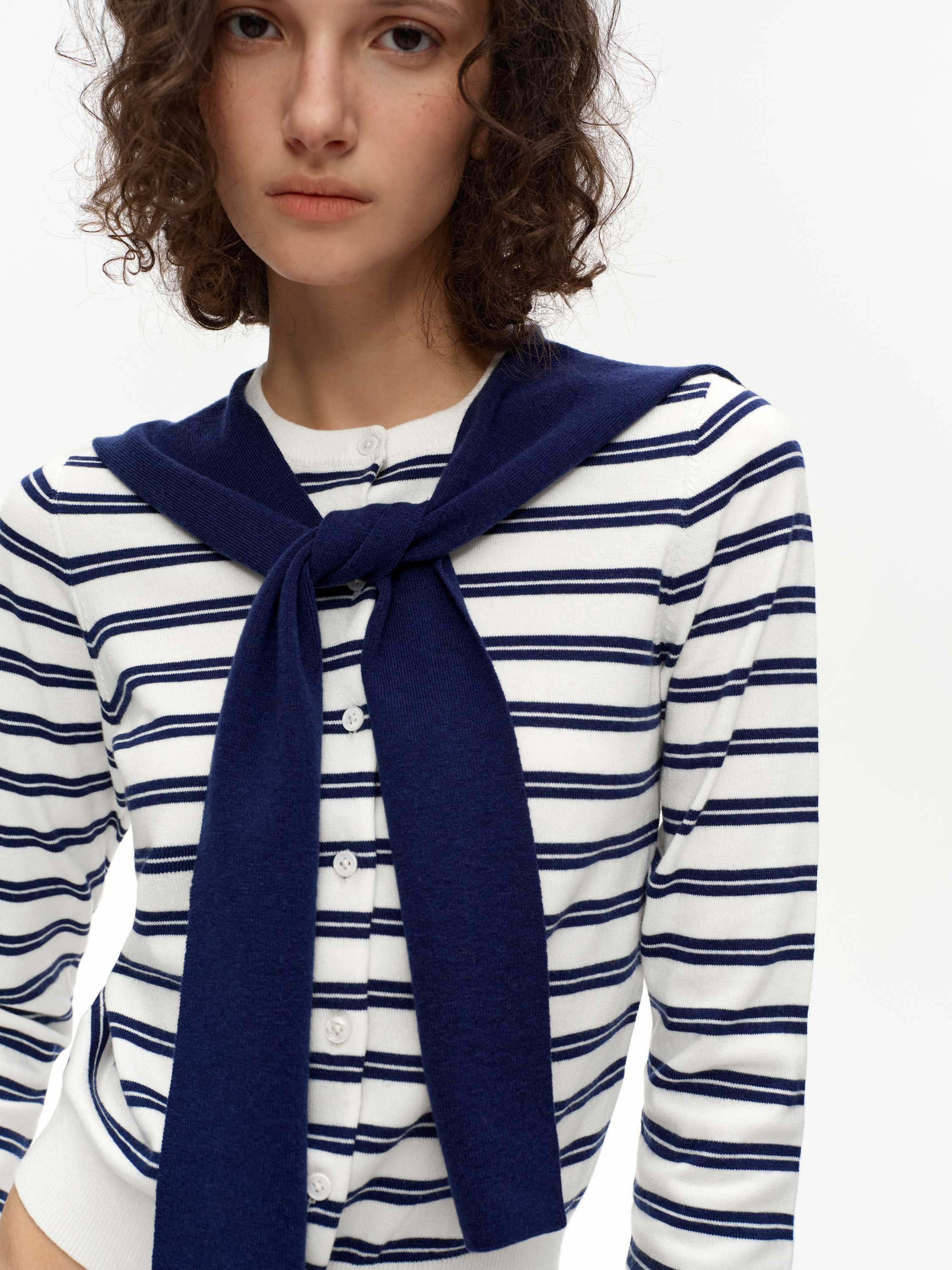 Wool-Blend Striped Cardigan
