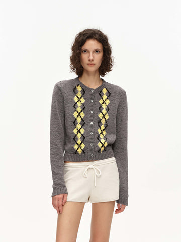 Argyle Knit Cardigan