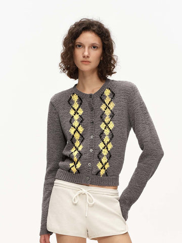 Argyle Knit Cardigan