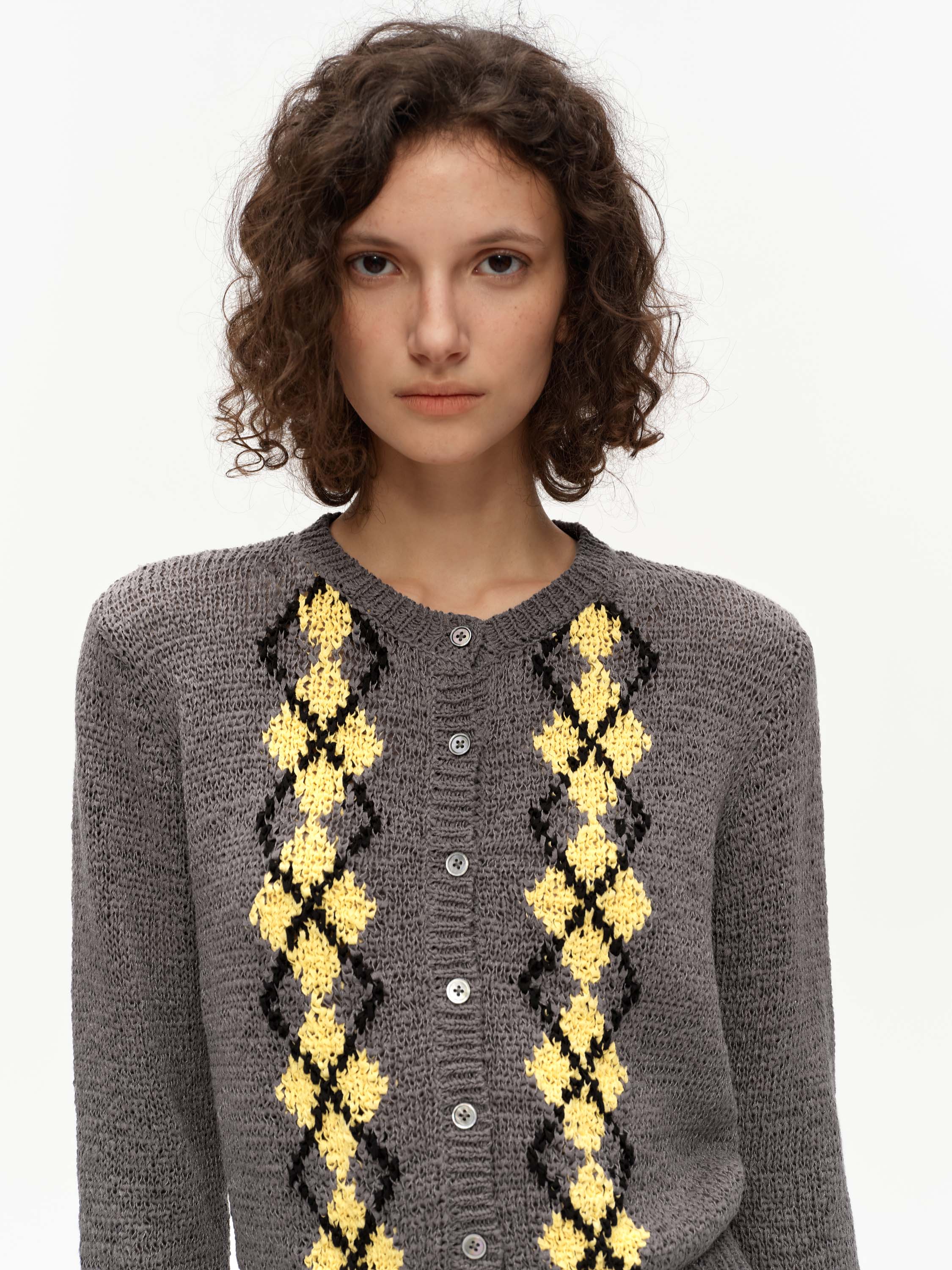 Argyle Knit Cardigan