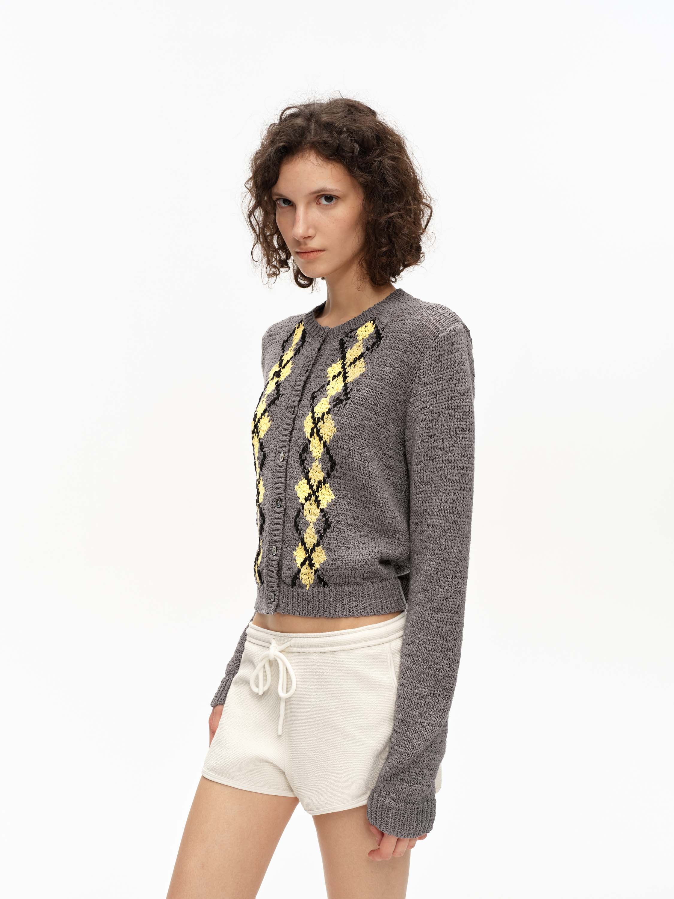 Argyle Knit Cardigan