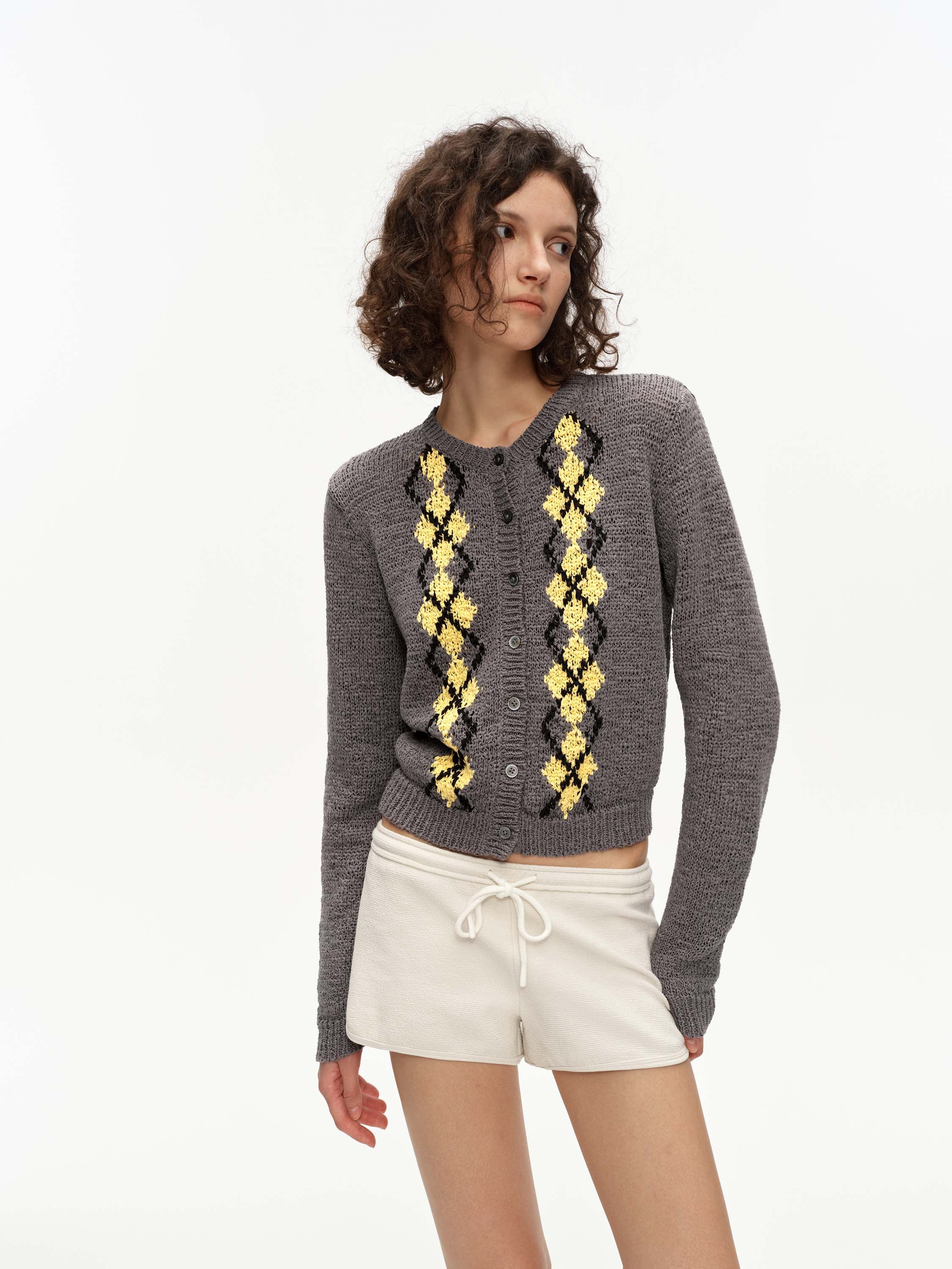 Argyle Knit Cardigan