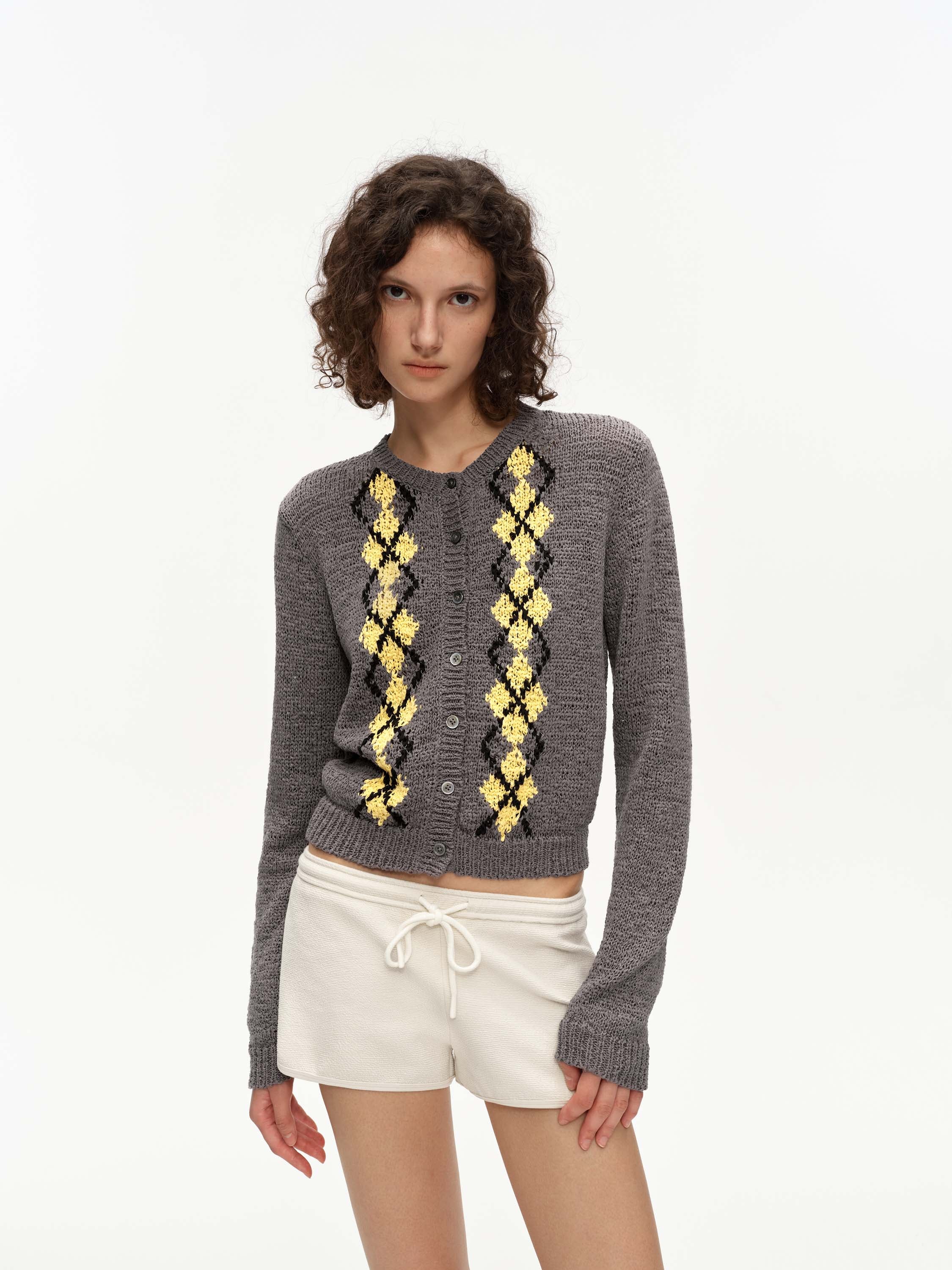 Argyle Knit Cardigan