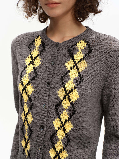 Argyle Knit Cardigan
