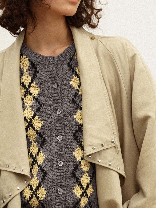 Argyle Knit Cardigan