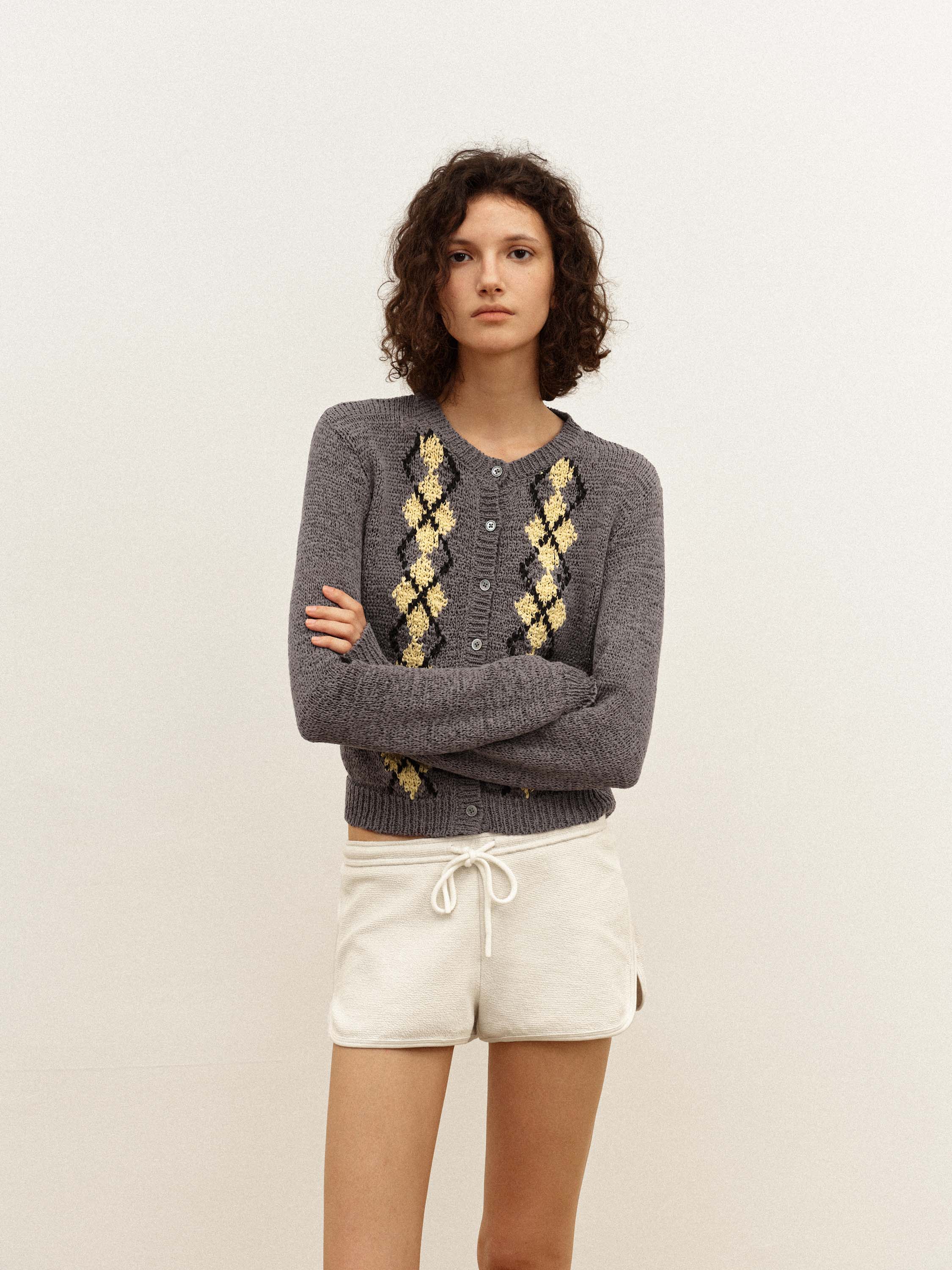 Argyle Knit Cardigan