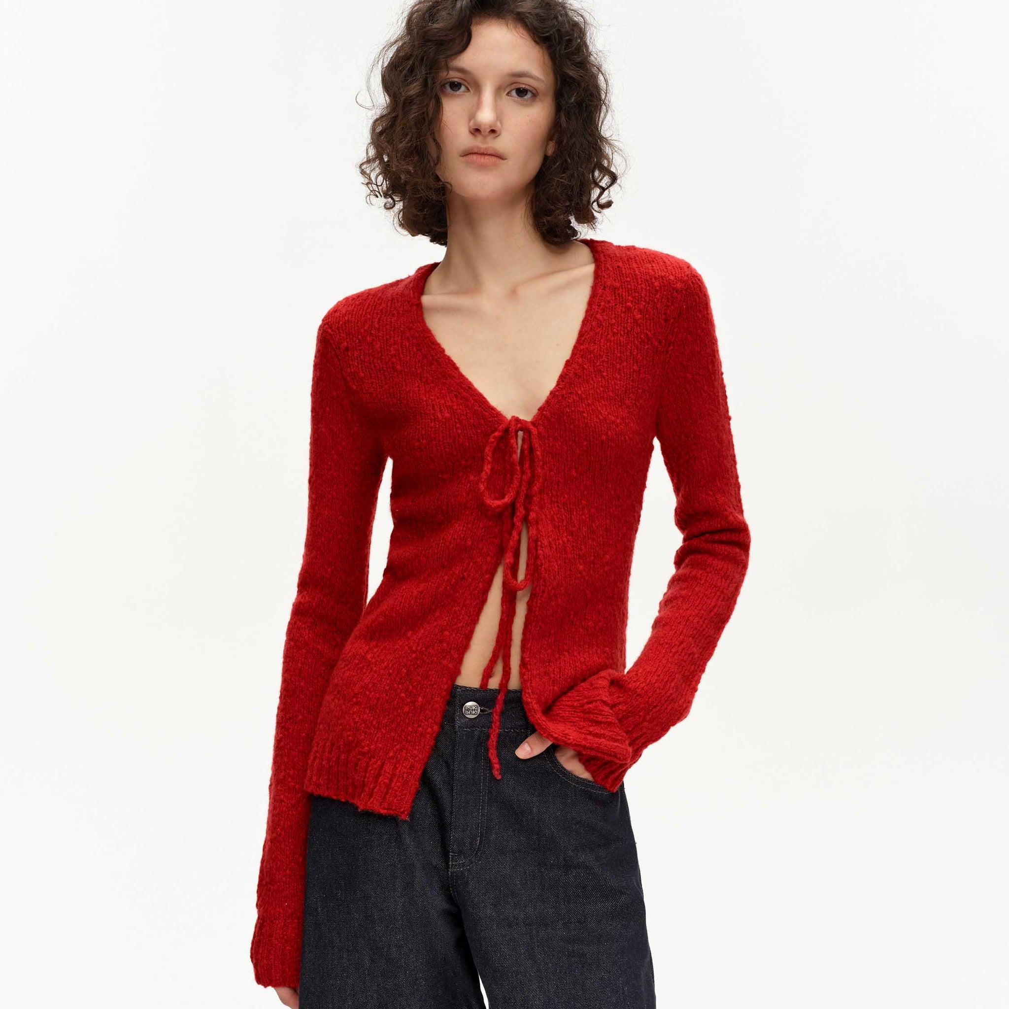 Wool-Blend Bow-Tie Cardigan