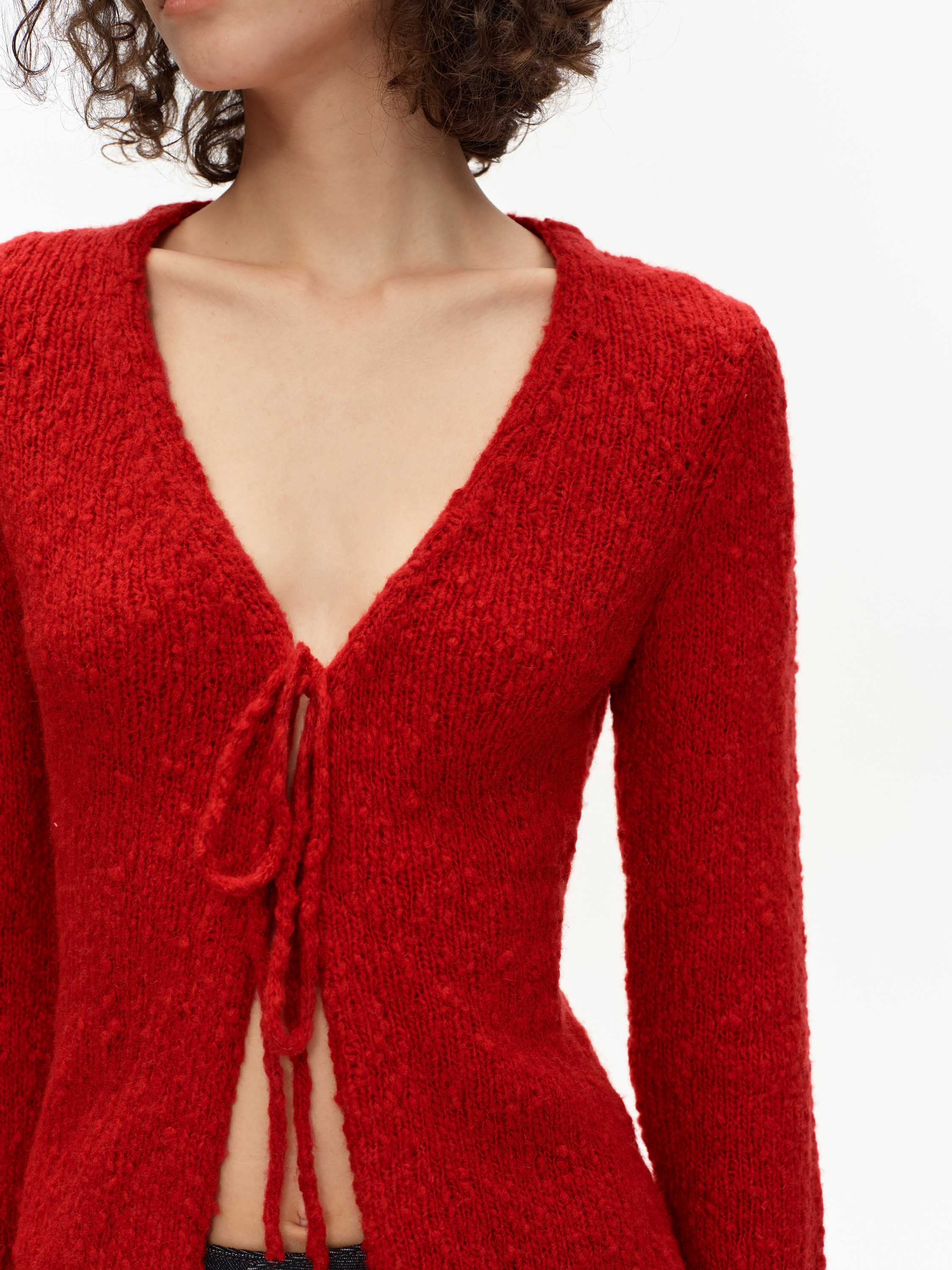 Wool-Blend Bow-Tie Cardigan