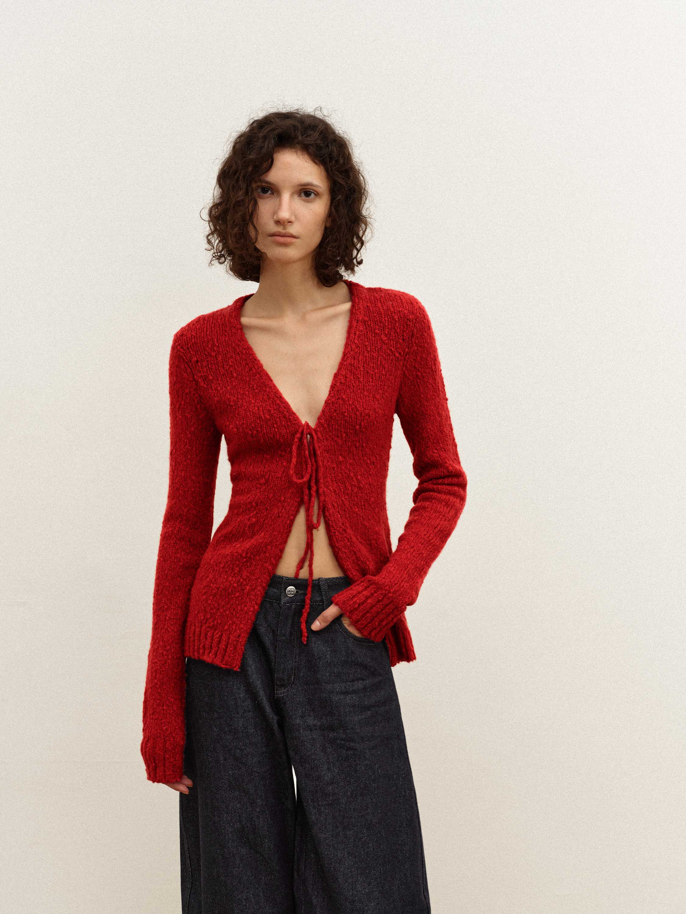 Wool-Blend Bow-Tie Cardigan