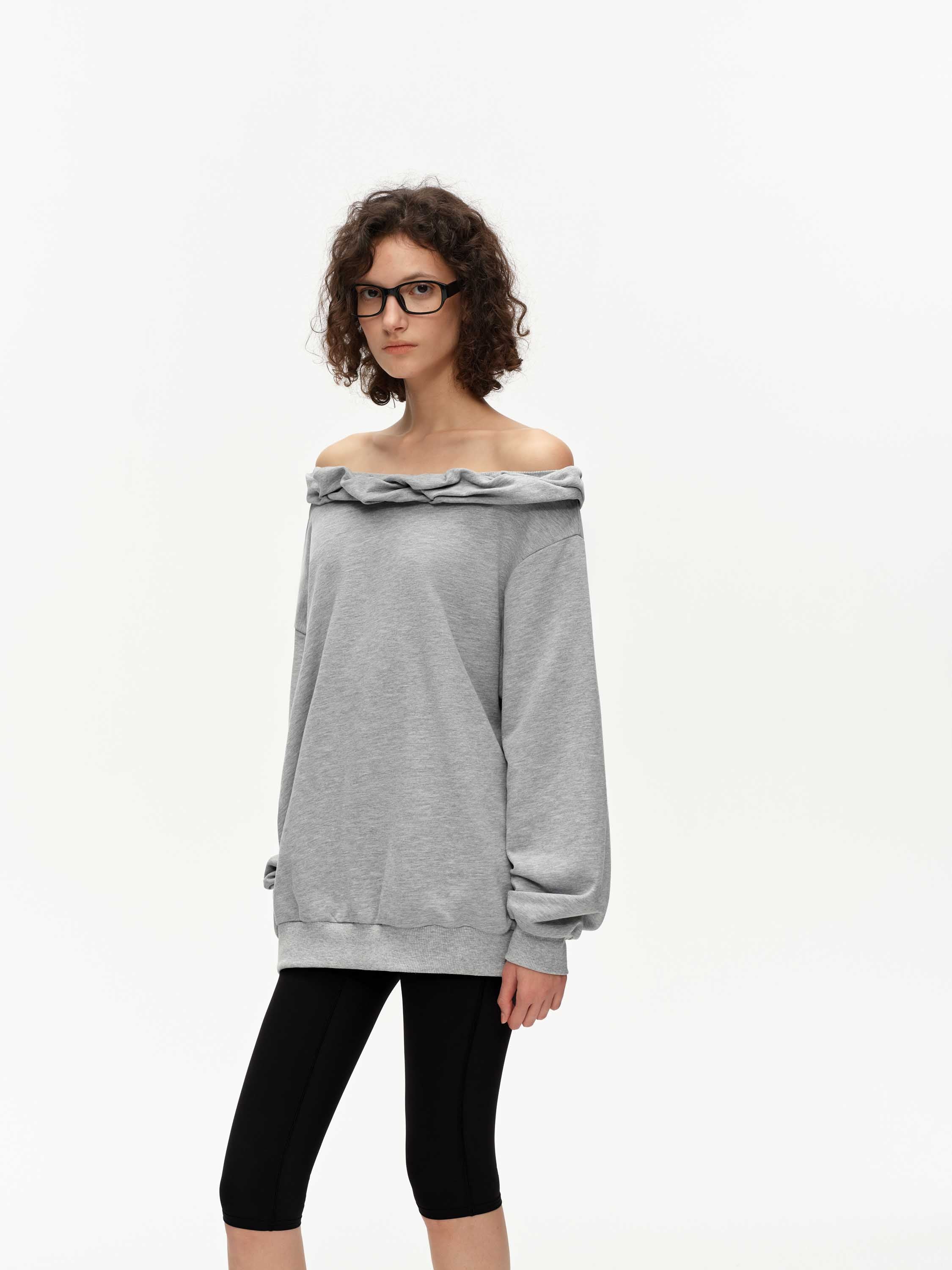 Off-Shoulder Ruffle Sweatshirt
