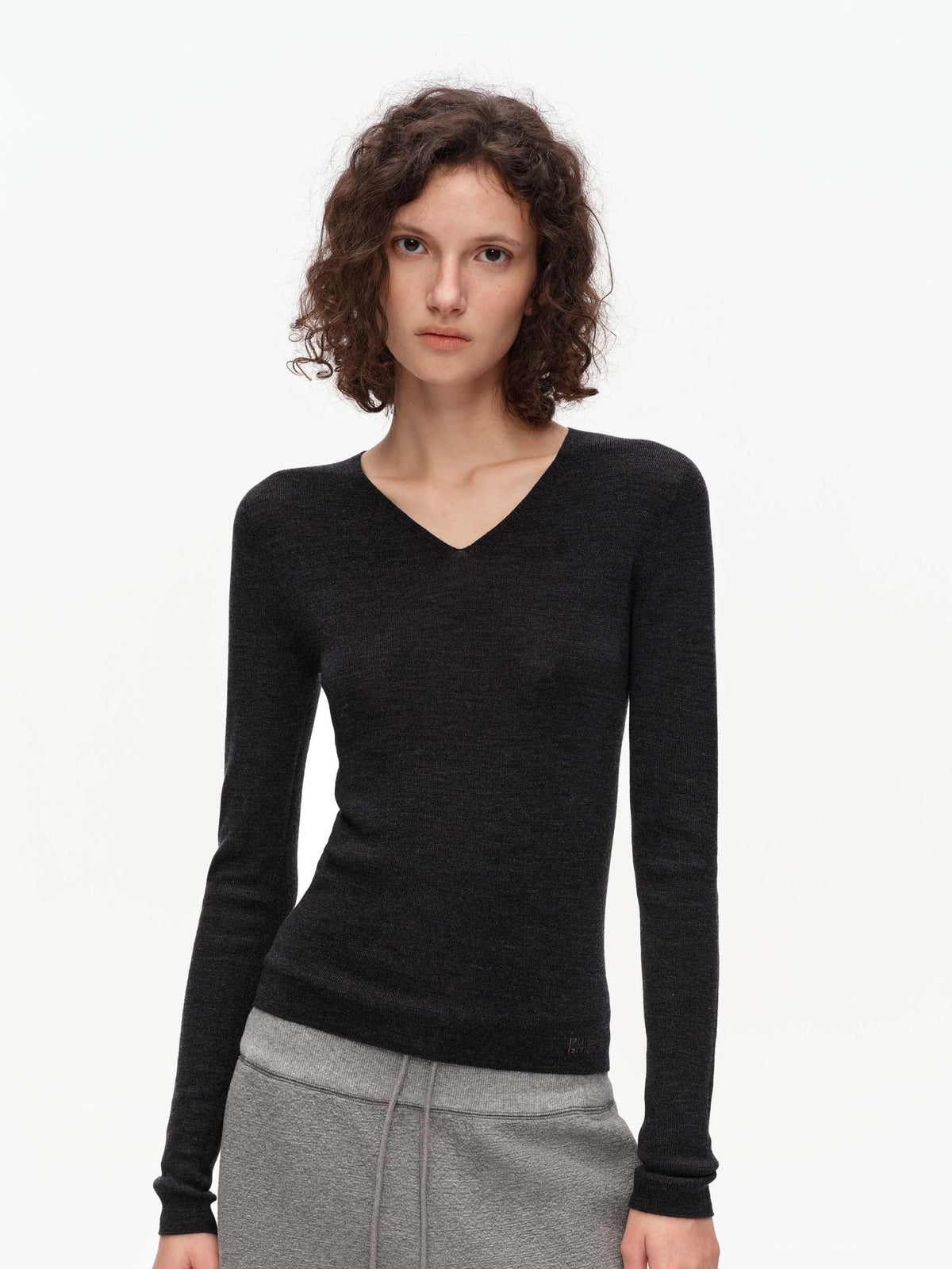 Seamless Wool V-Neck Top