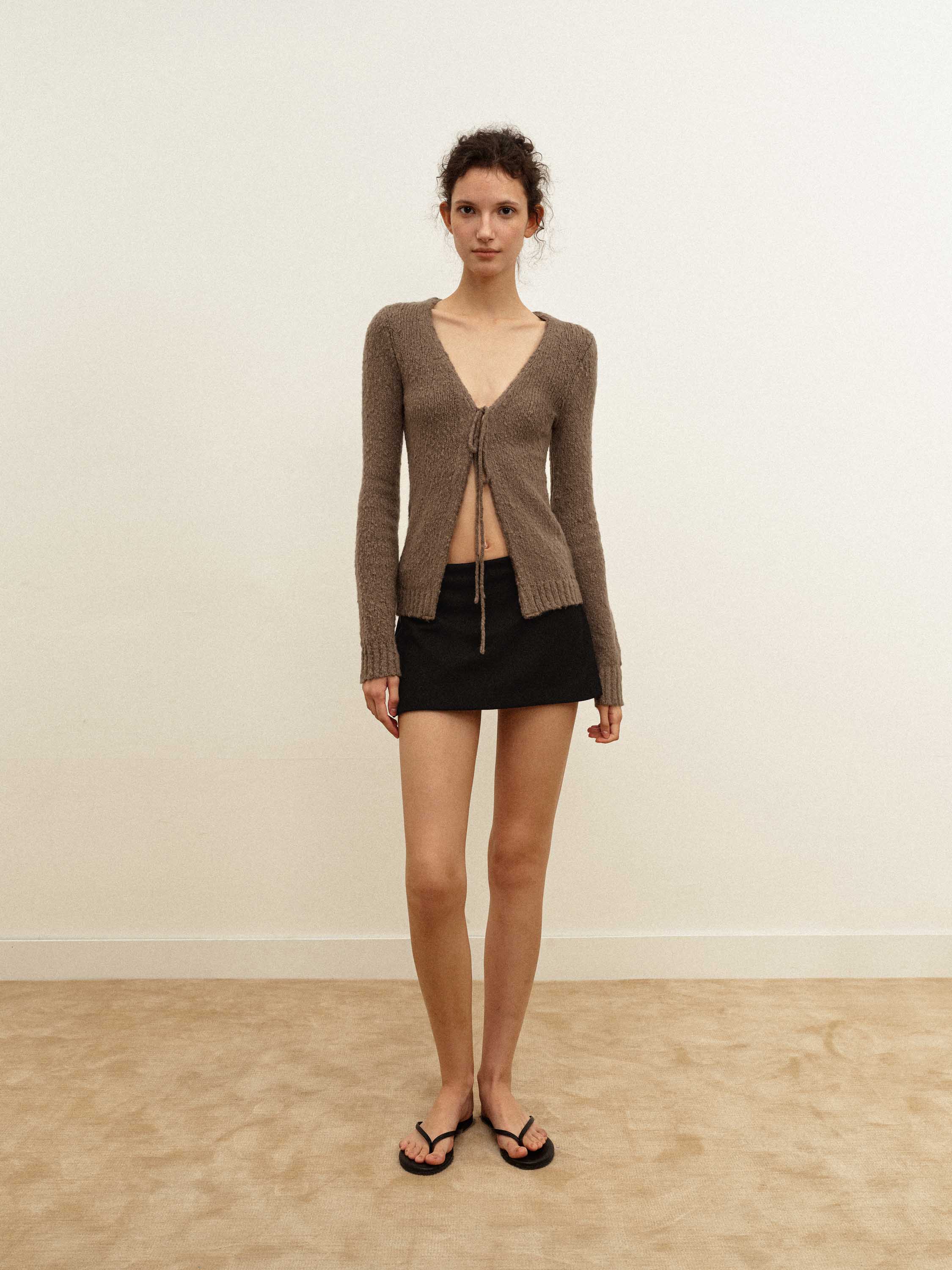 Wool-Blend Bow-Tie Cardigan