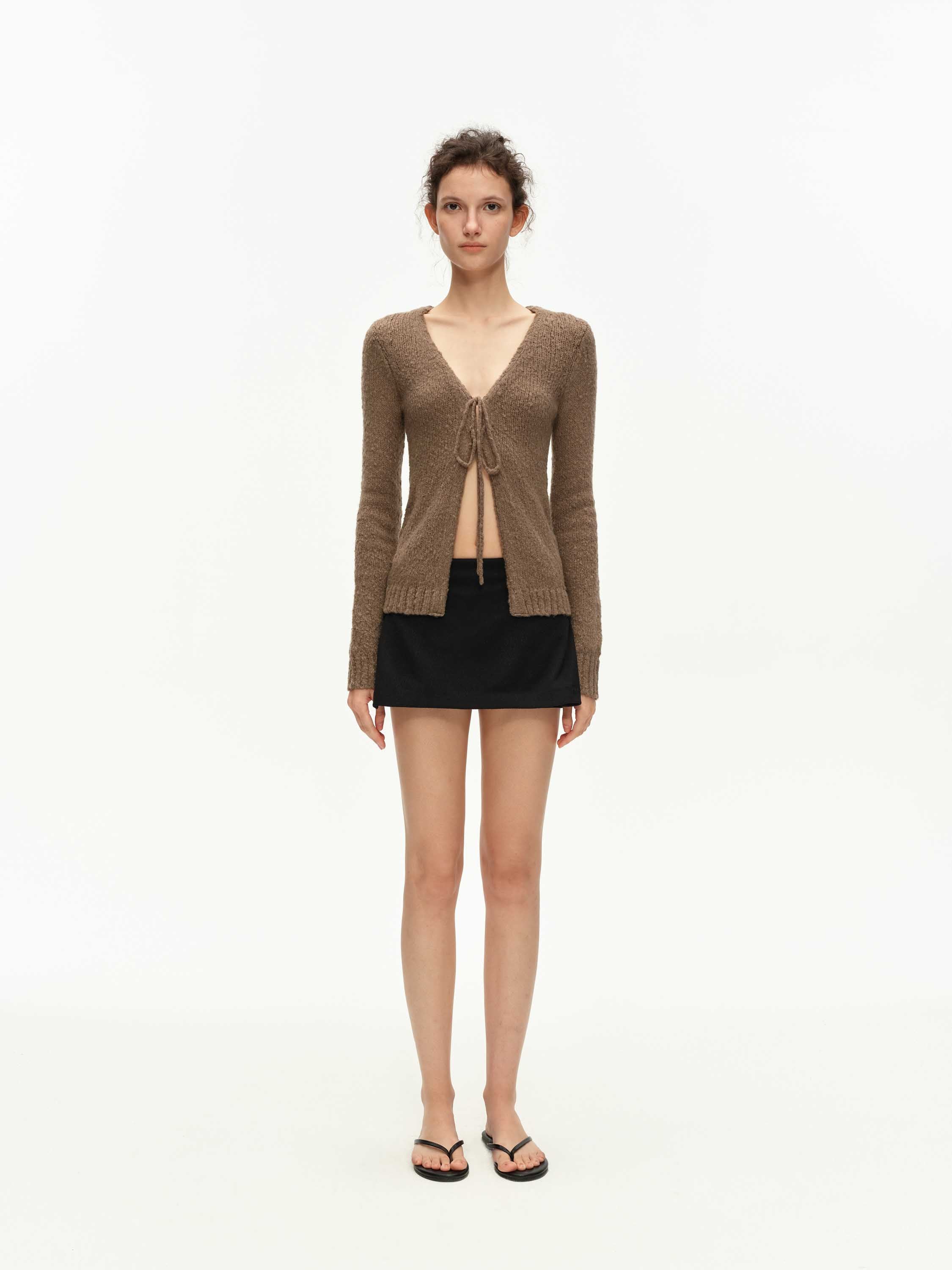 Wool-Blend Bow-Tie Cardigan